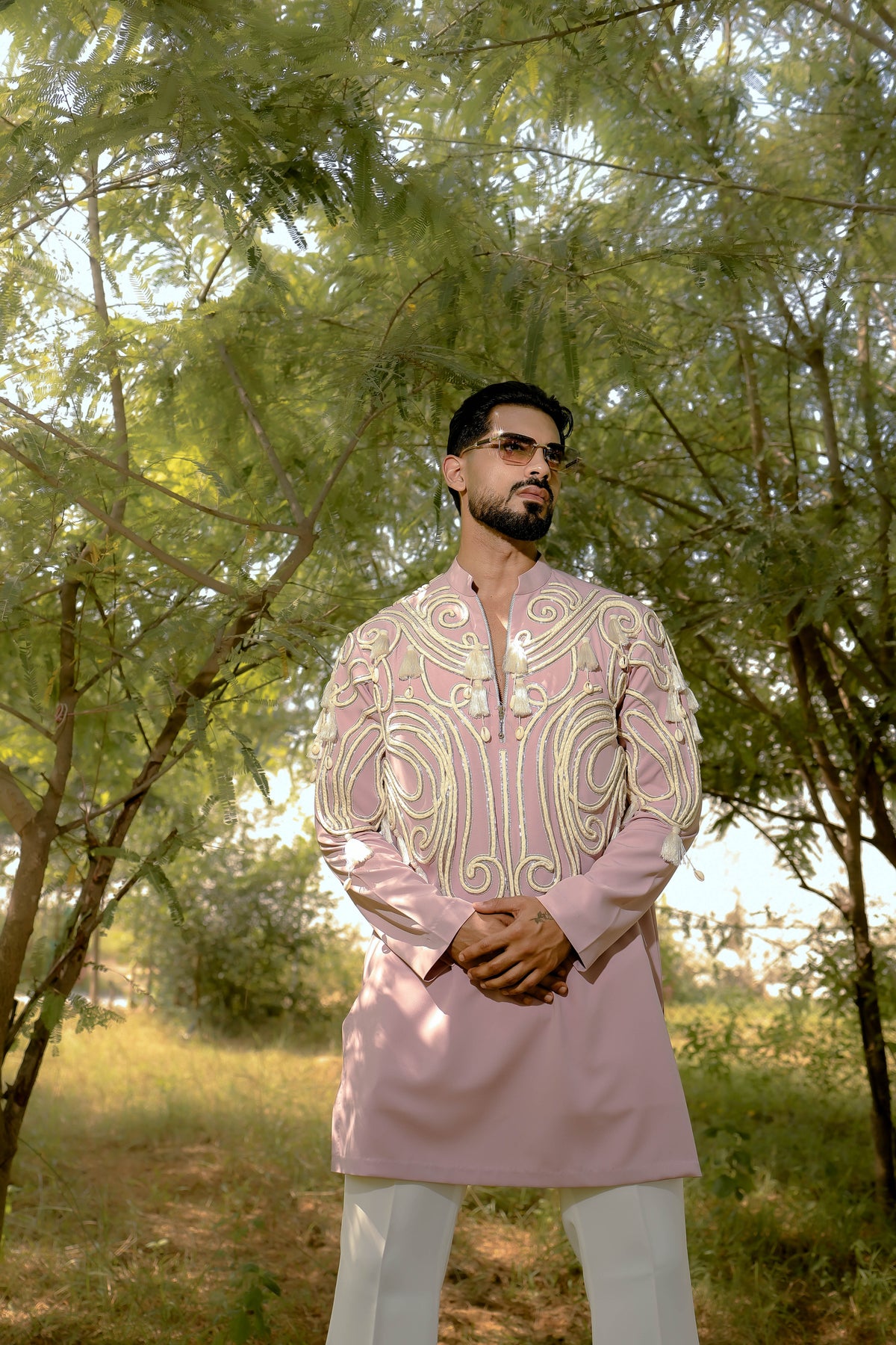 Pink dori kurta set