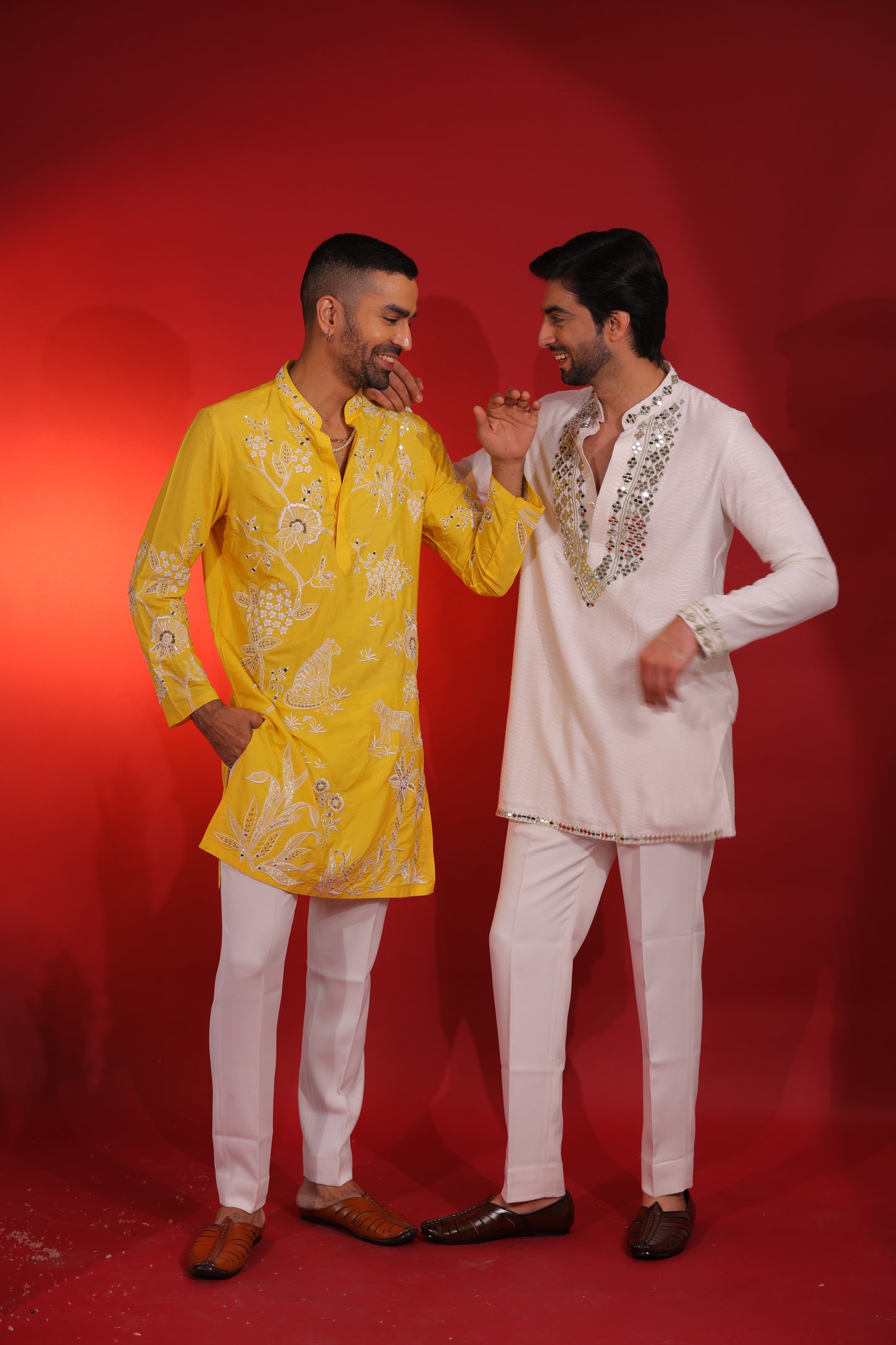 Yellow embroidered kurta set