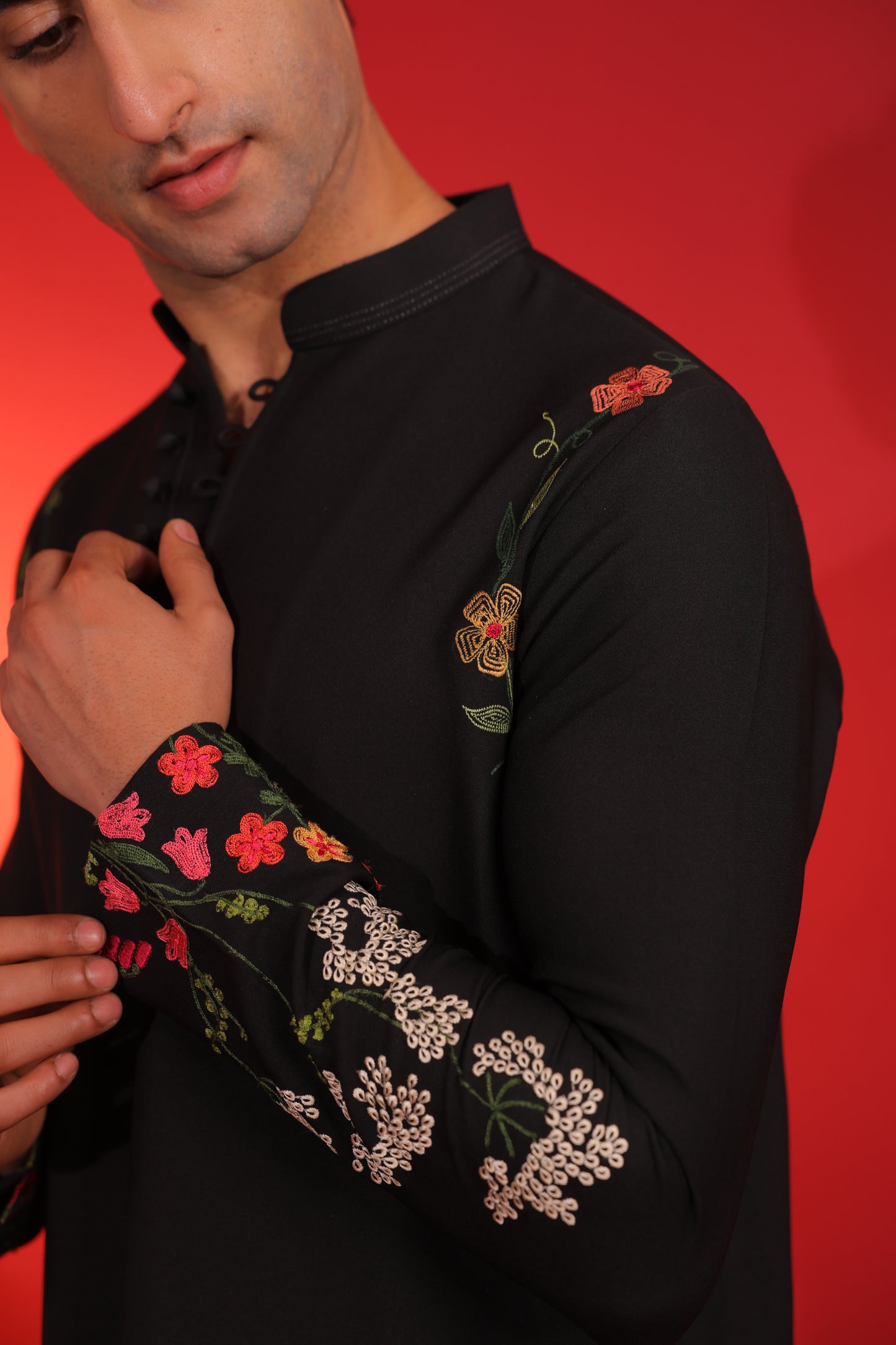 Black phulkari kurta