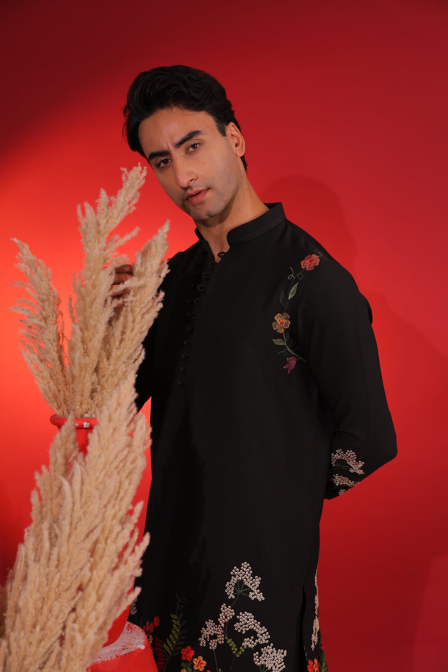Black phulkari kurta