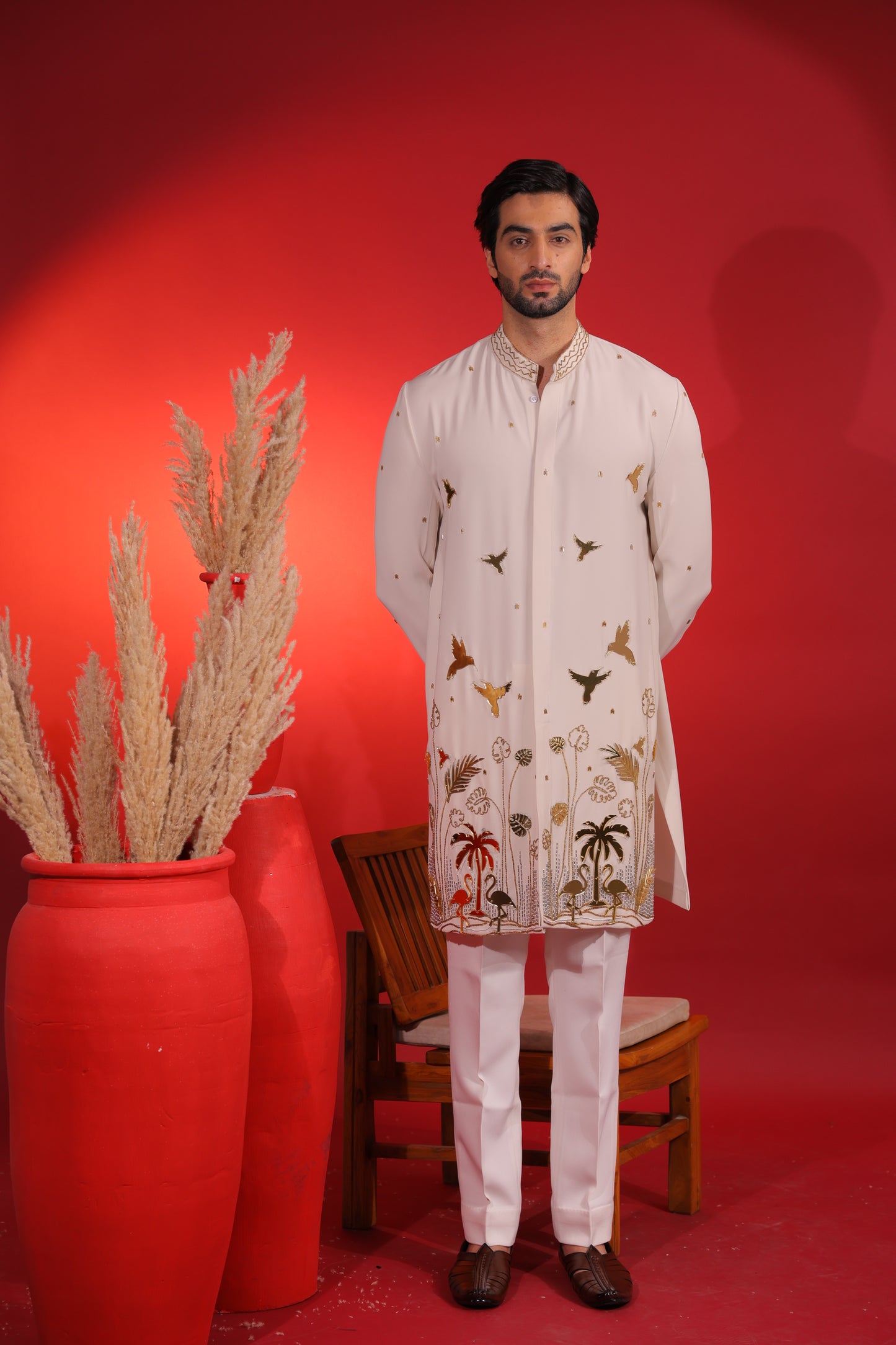 Ivory mirror kurta set