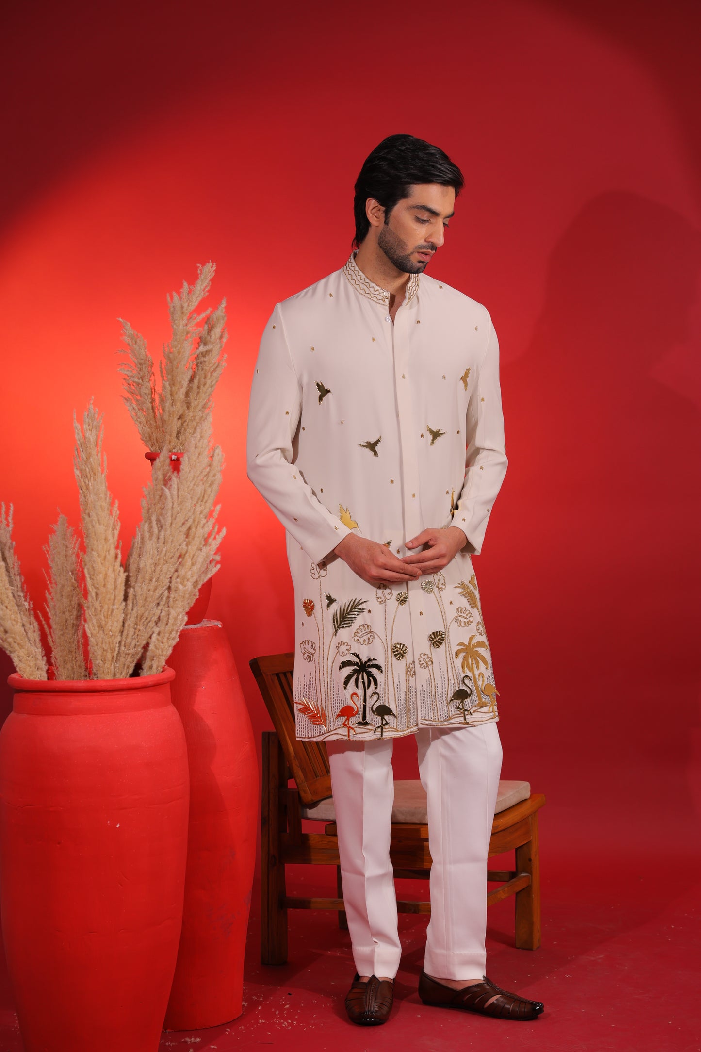 Ivory mirror kurta set