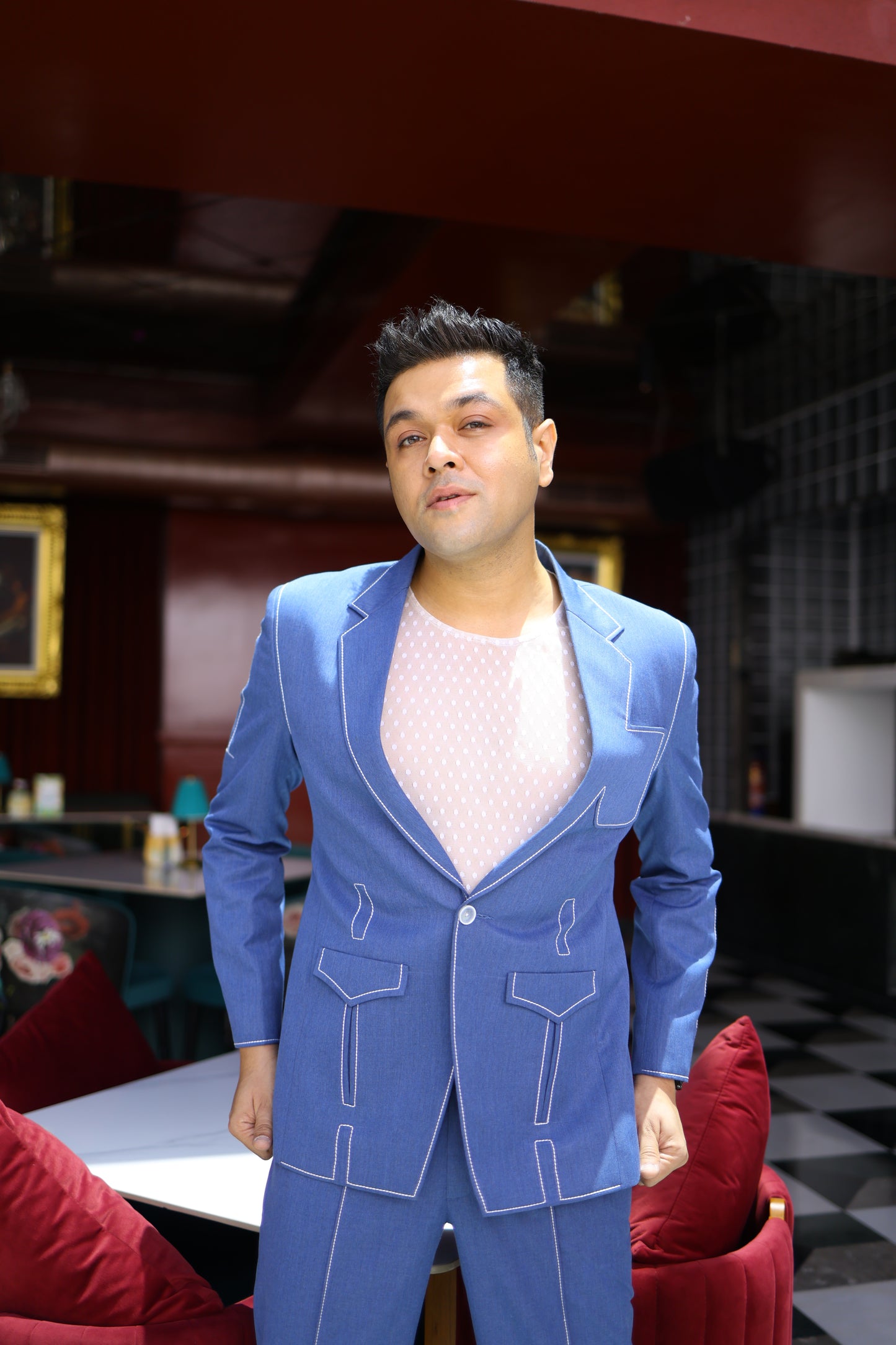 BLUE THREAD WORK CASUAL BLAZER SET