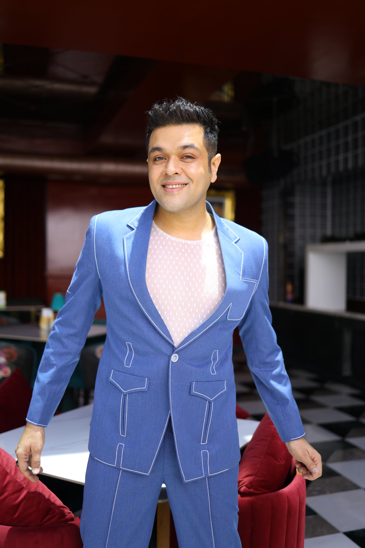 BLUE THREAD WORK CASUAL BLAZER SET