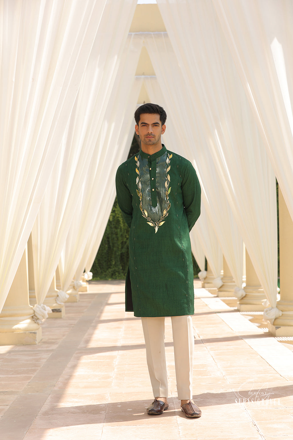 GREEN TAPING KURTA SET