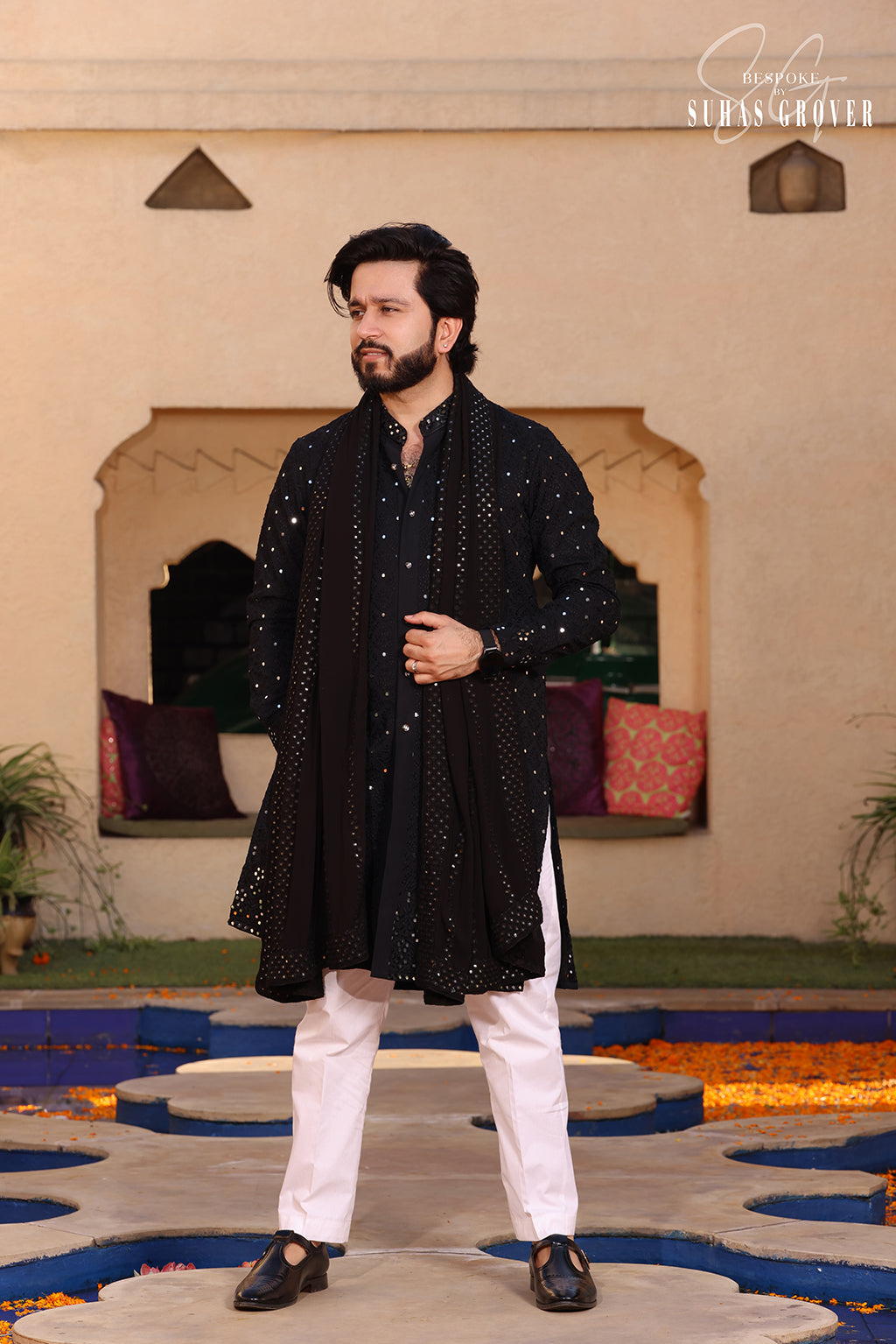 BLACK SHAWA SHAWA KURTA SET