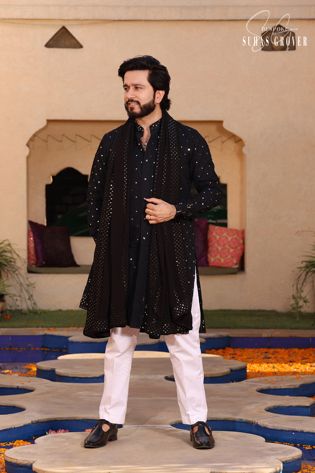 BLACK SHAWA SHAWA KURTA SET
