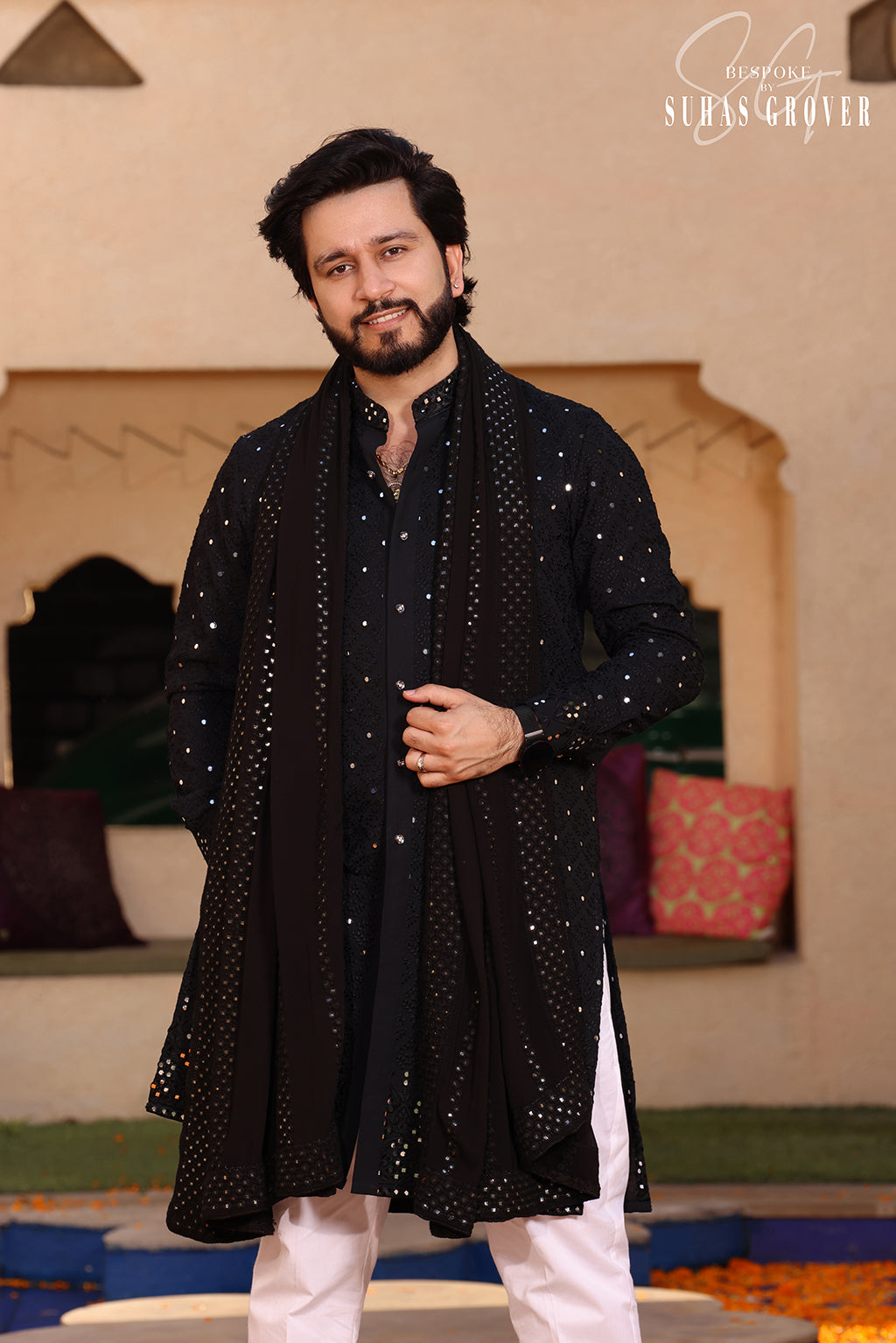 BLACK SHAWA SHAWA KURTA SET