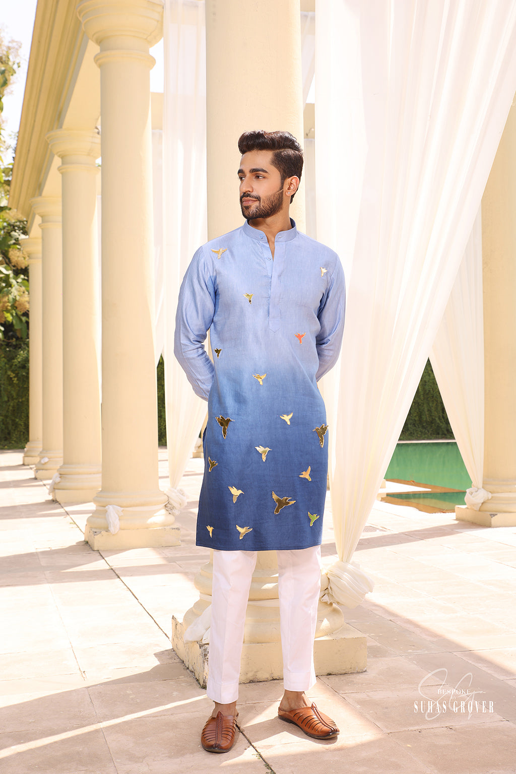 BLUE OMBRE KURTA SET