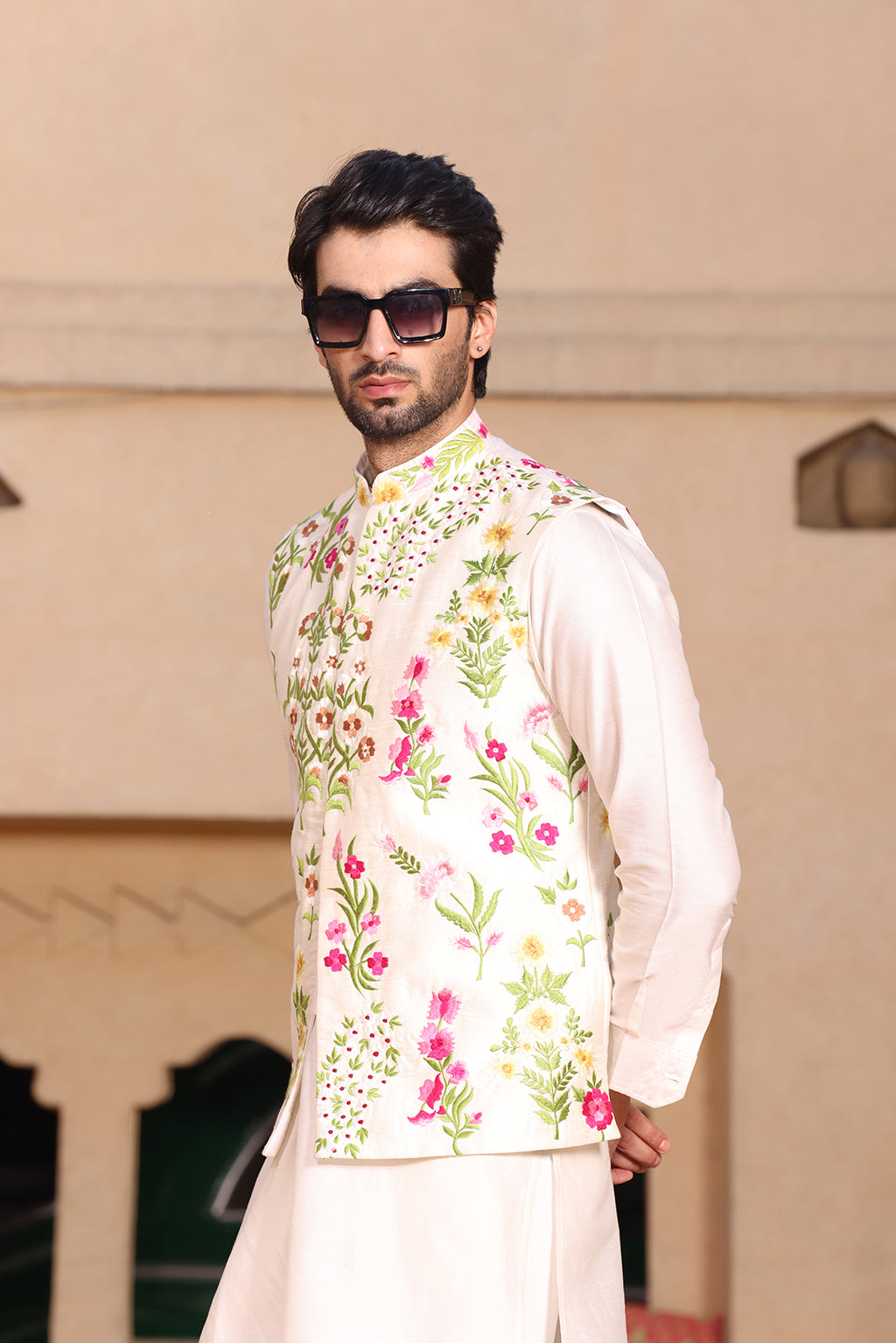 WHITE NEHRU JACKET SET