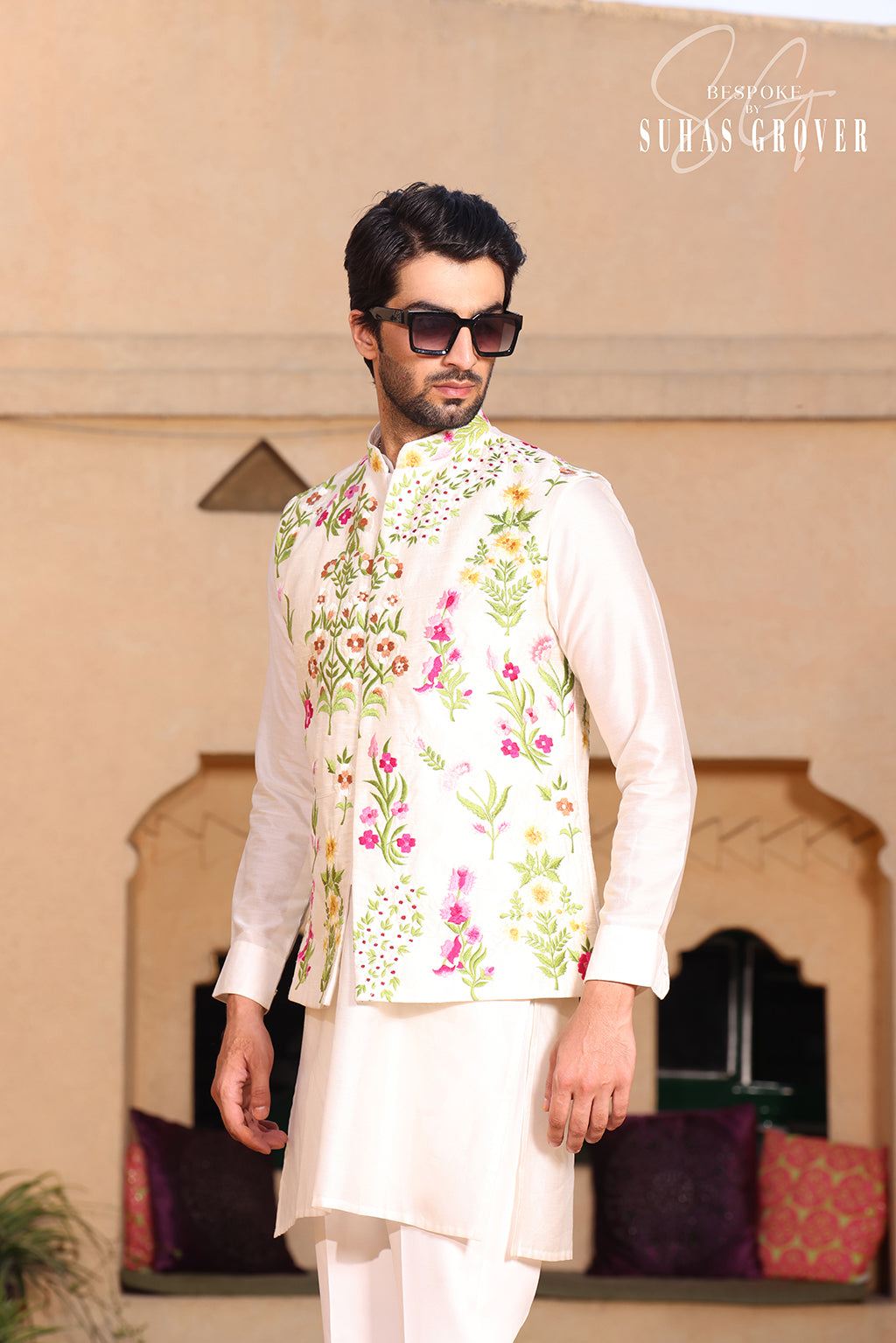 WHITE NEHRU JACKET SET