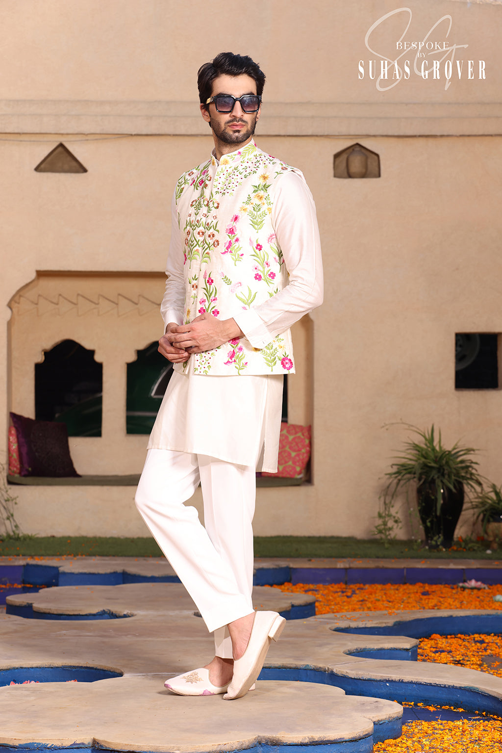 WHITE NEHRU JACKET SET