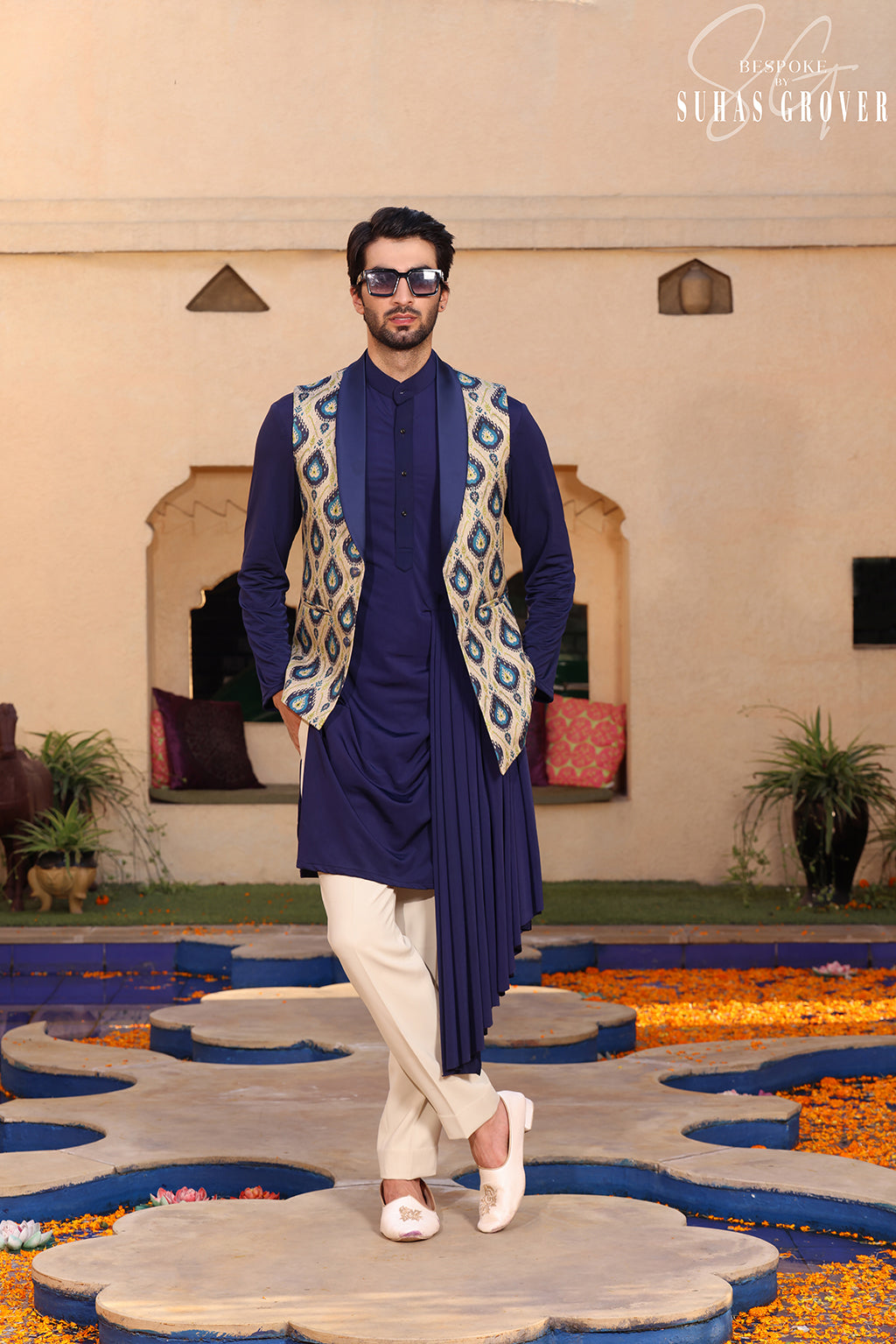 PEACOCK JAQUARD NEHRU JACKET SET