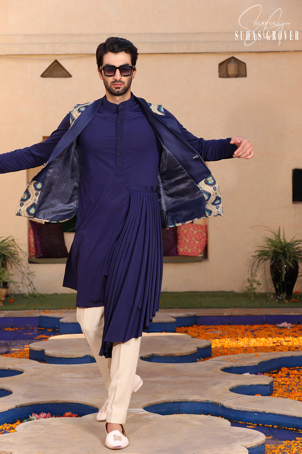 PEACOCK JAQUARD NEHRU JACKET SET