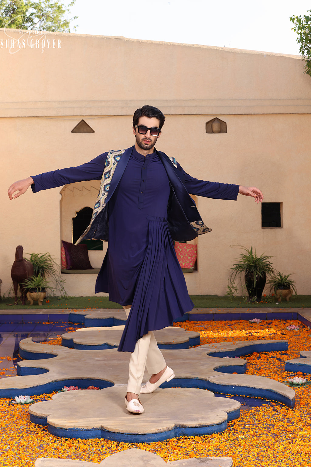PEACOCK JAQUARD NEHRU JACKET SET