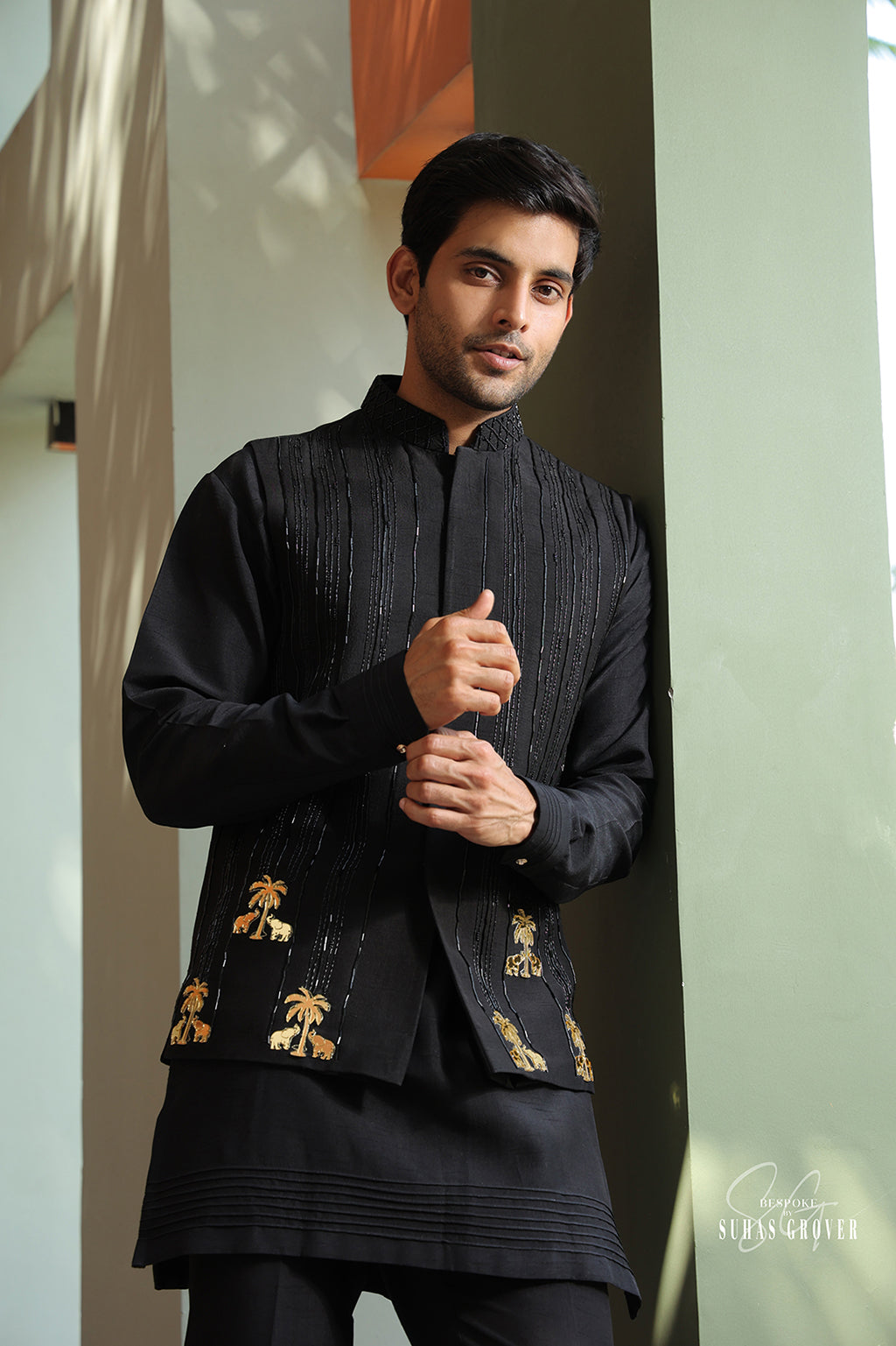 BLACK MIRROR NEHRU JACKET SET