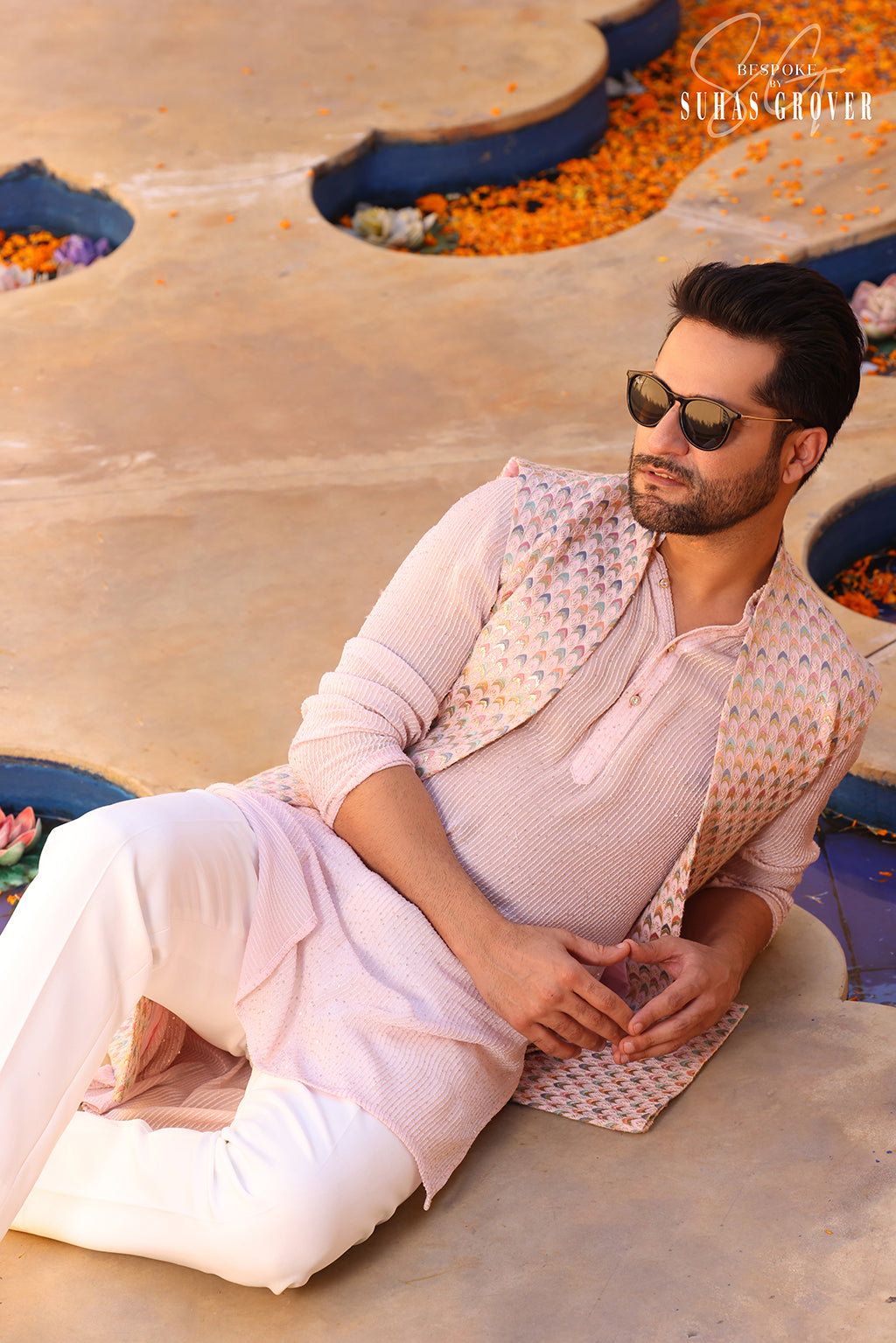 PINK DABKA NEHRU JACKET SET