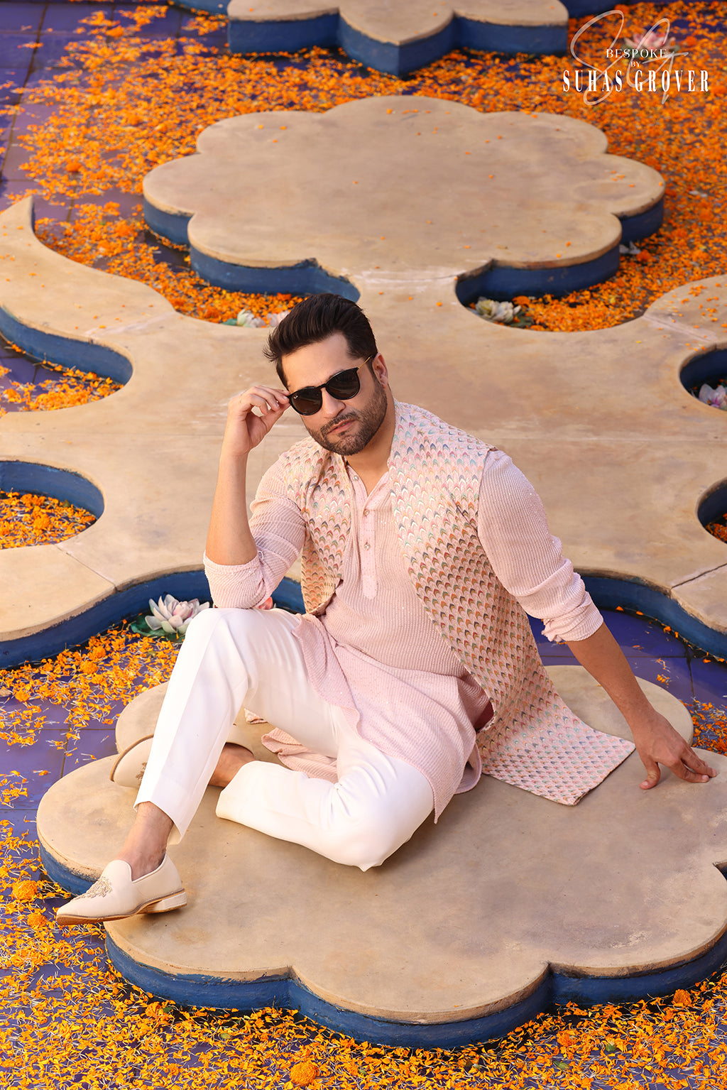 PINK DABKA NEHRU JACKET SET