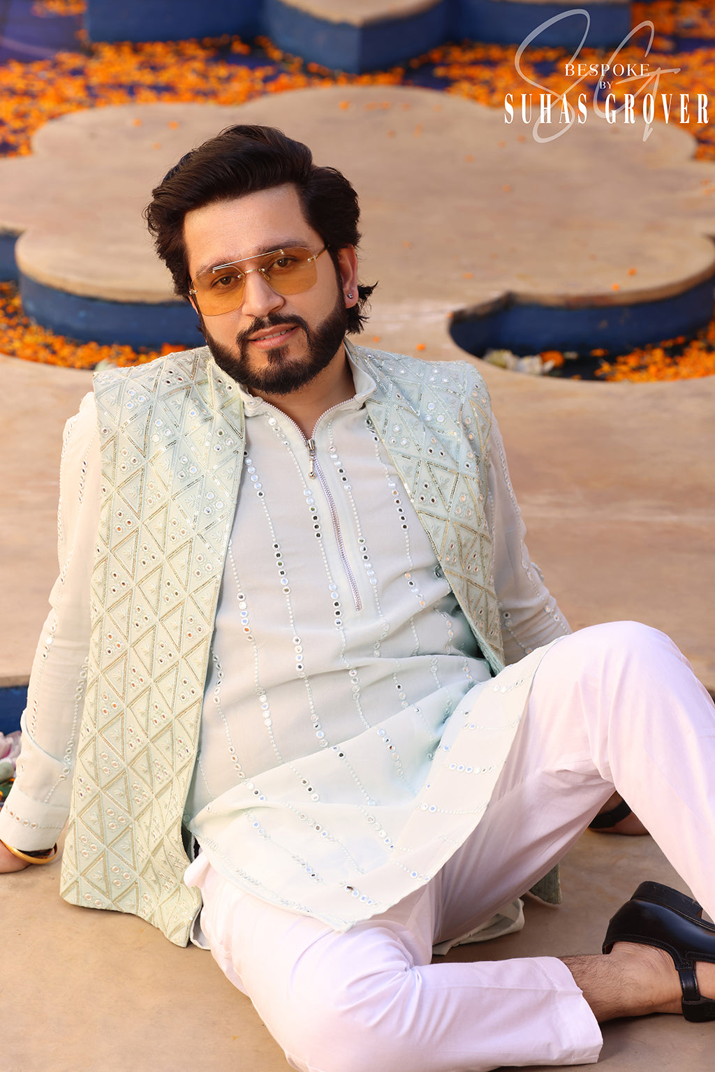 MINT GREEN LUCKNOWI KURTA SET