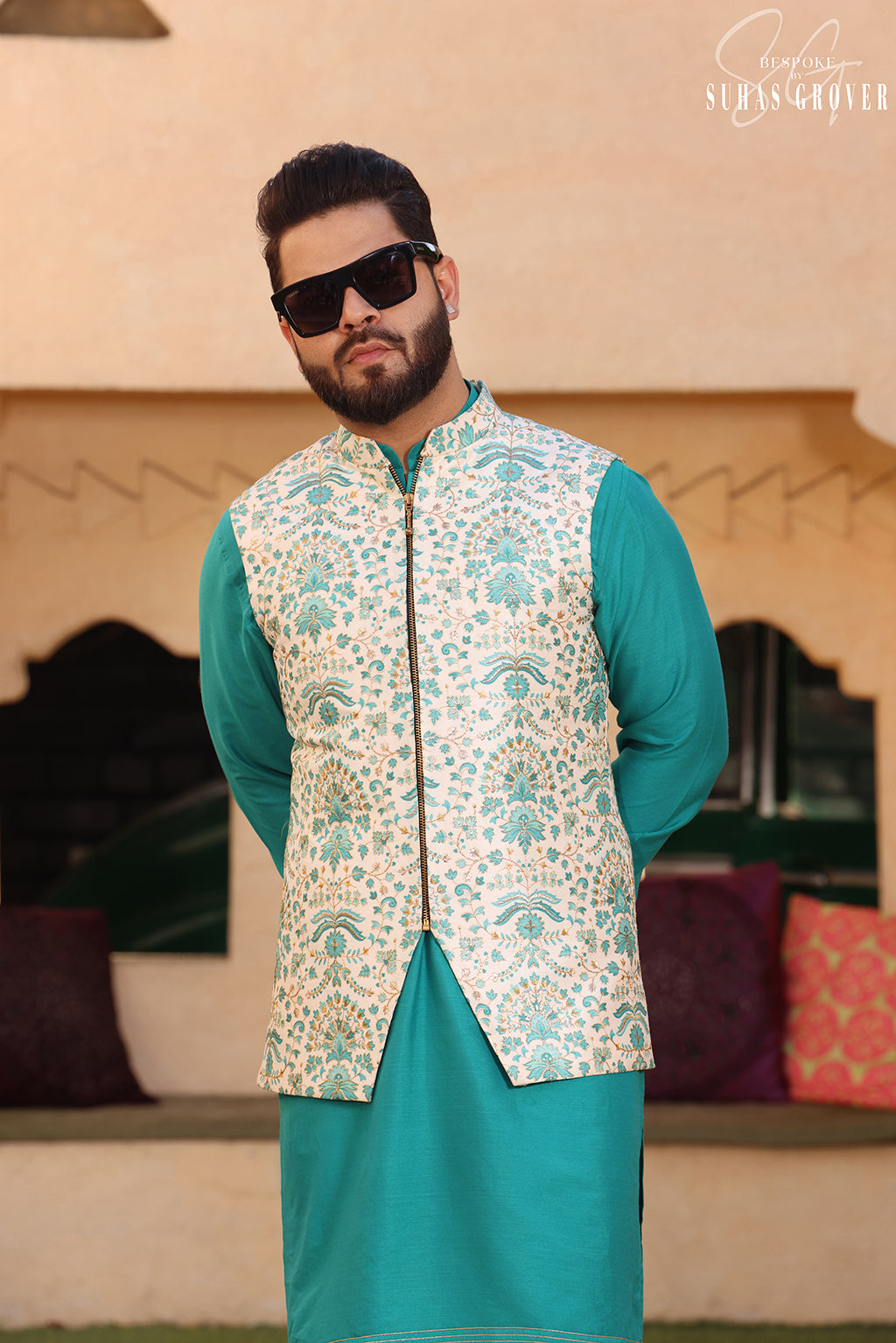 IVORY GREEN JACKET SET