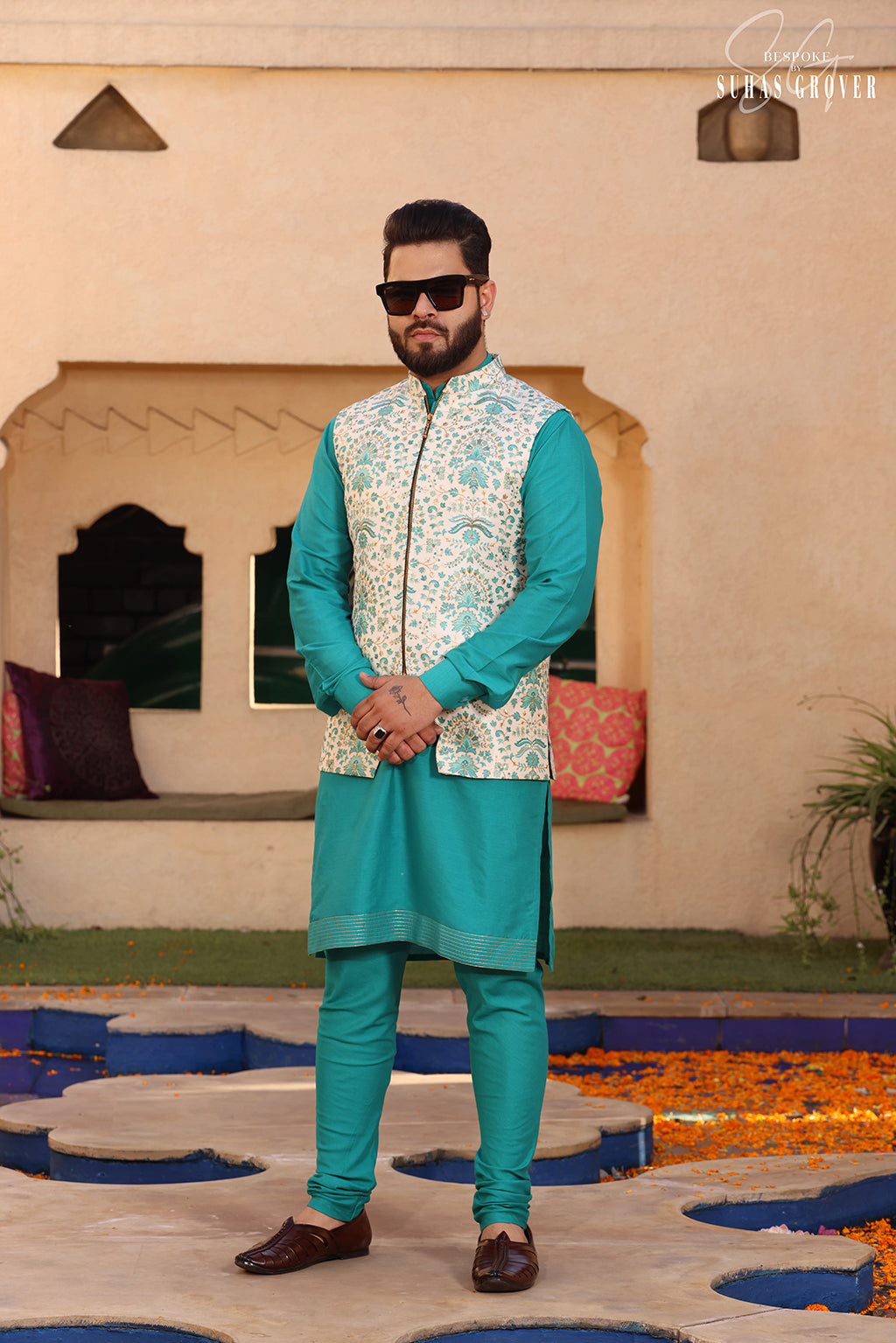 IVORY GREEN JACKET SET