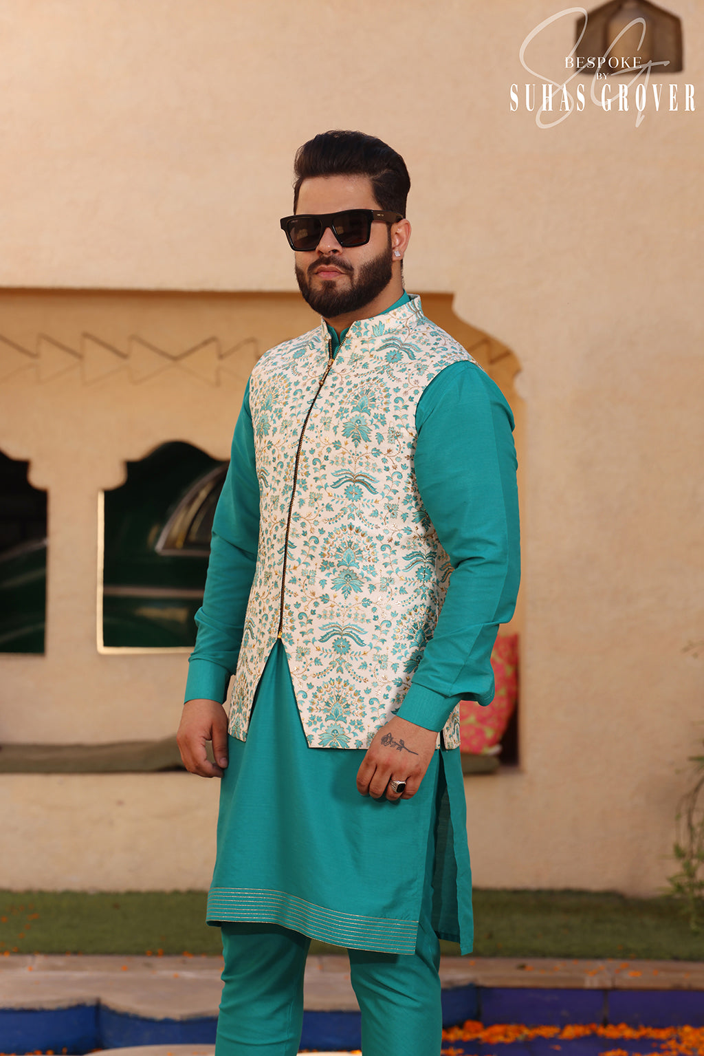 IVORY GREEN JACKET SET