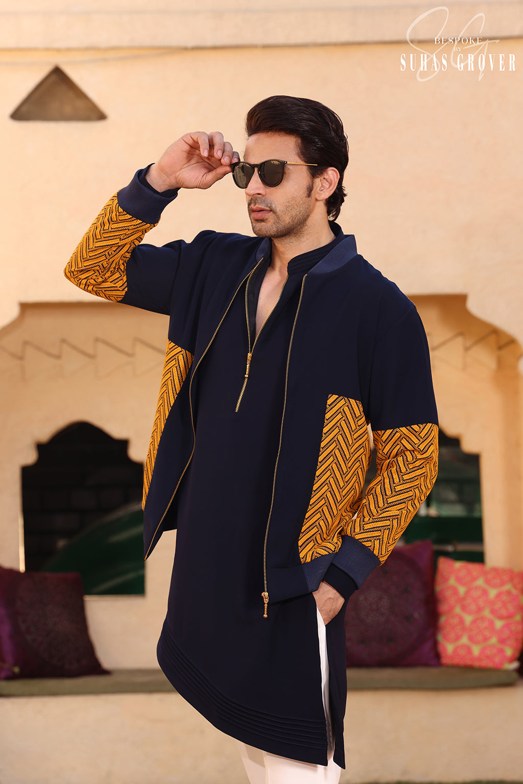 NAVY BLUE ZIPPER JACKET SET