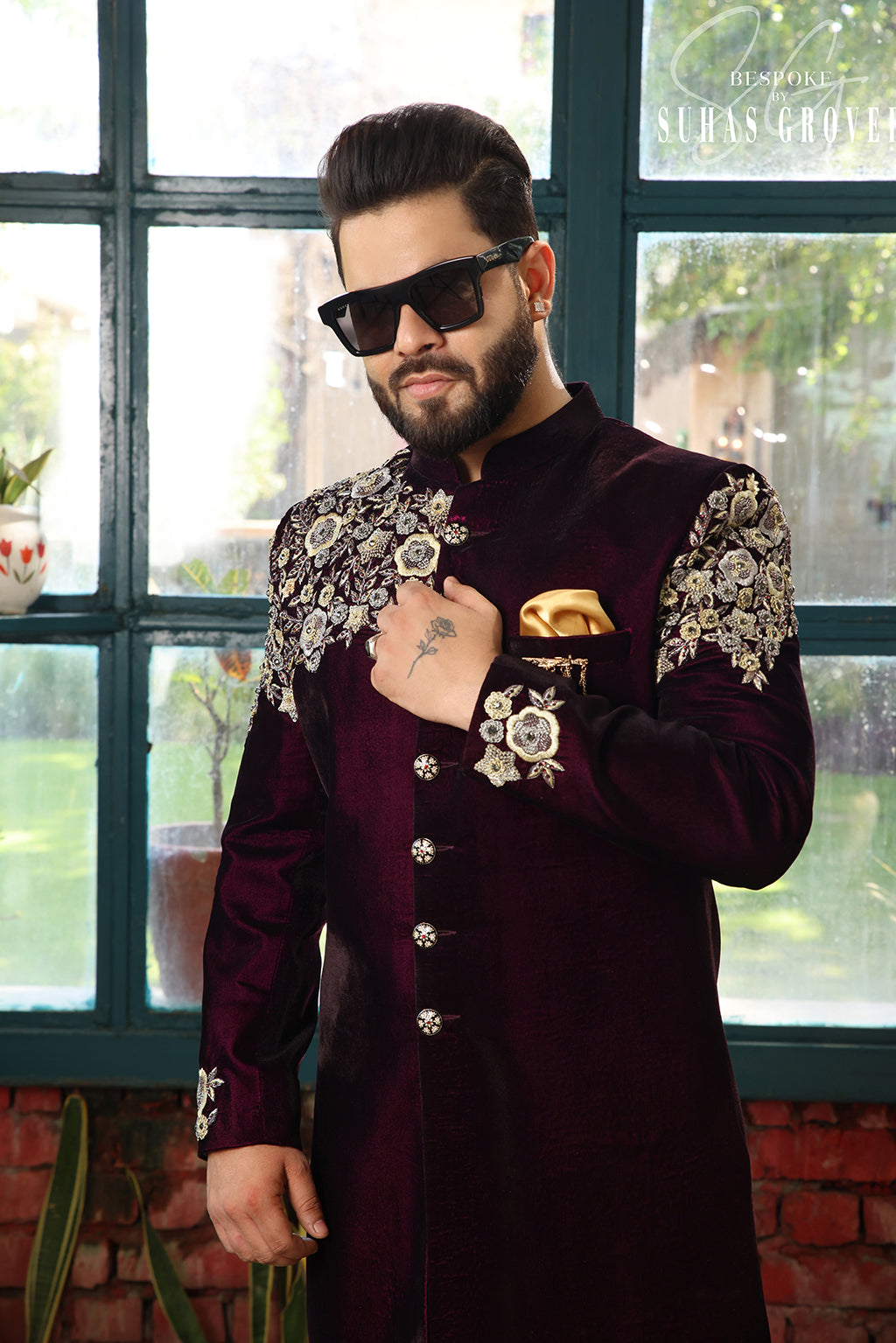 WINE VELVET INDOWESTERN SET