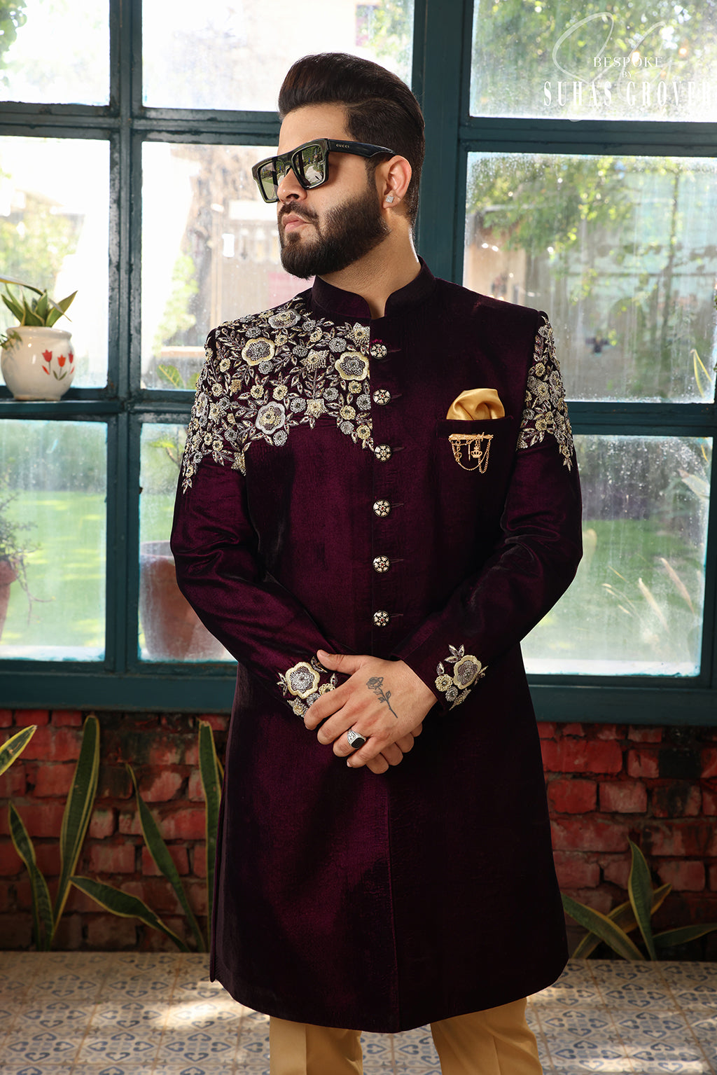 WINE VELVET INDOWESTERN SET