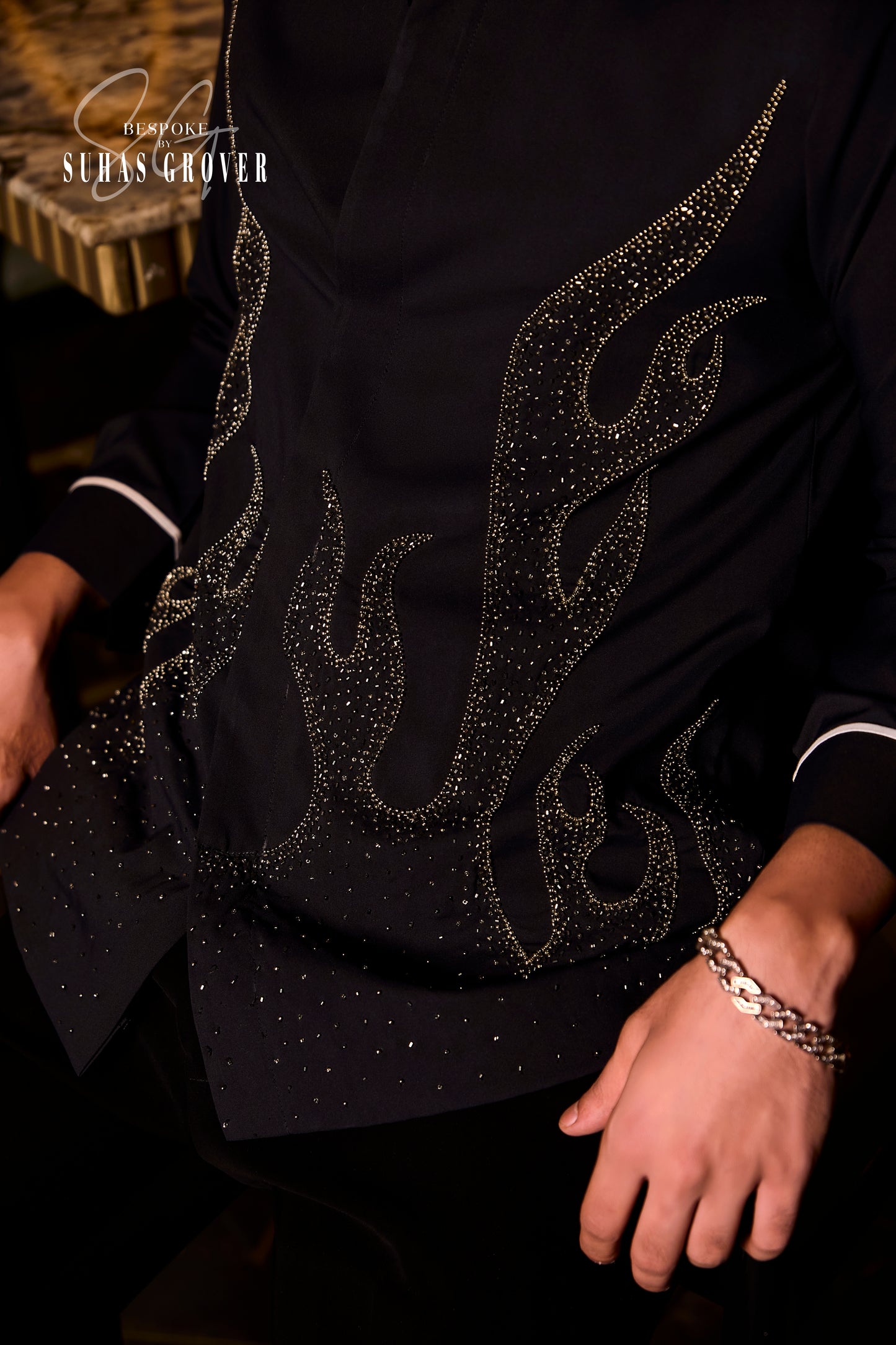 BLACK FIRE EMBROIDERED SHIRT