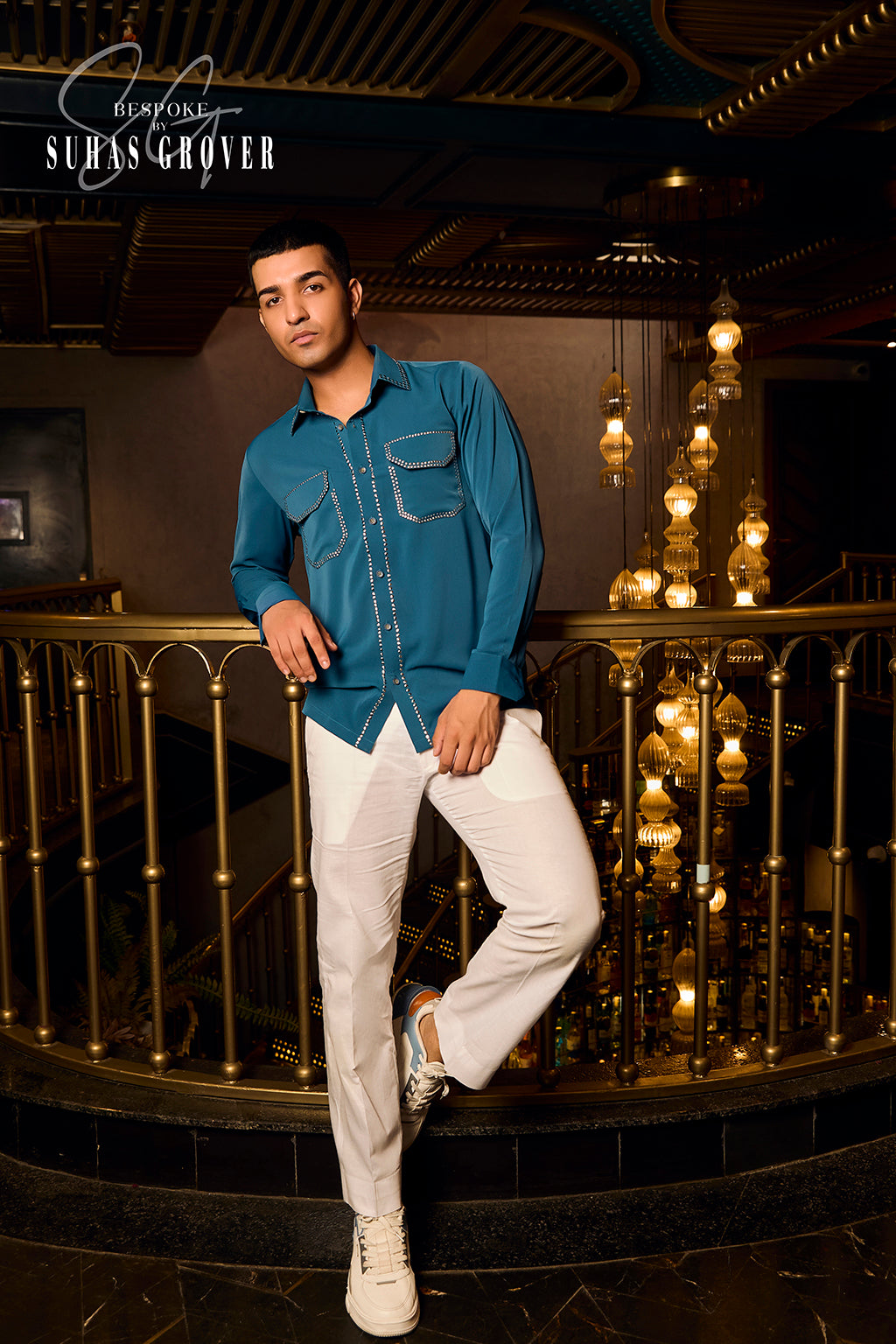 TEEL BLUE STUDDED SHIRT