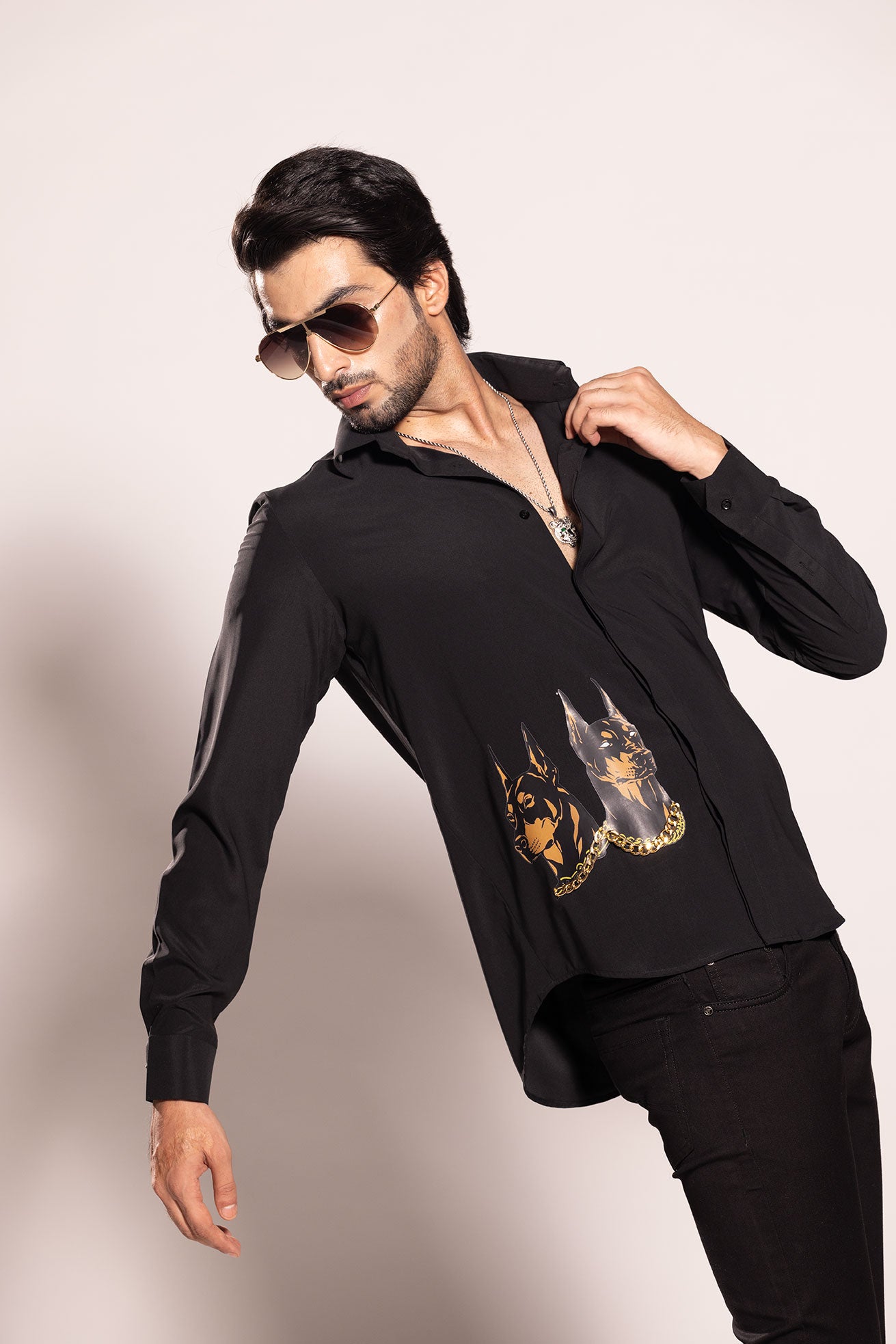 BLACK DOG PRINT SHIRT