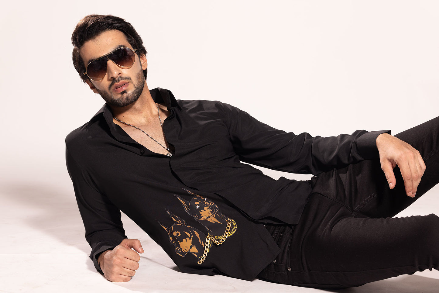 BLACK DOG PRINT SHIRT