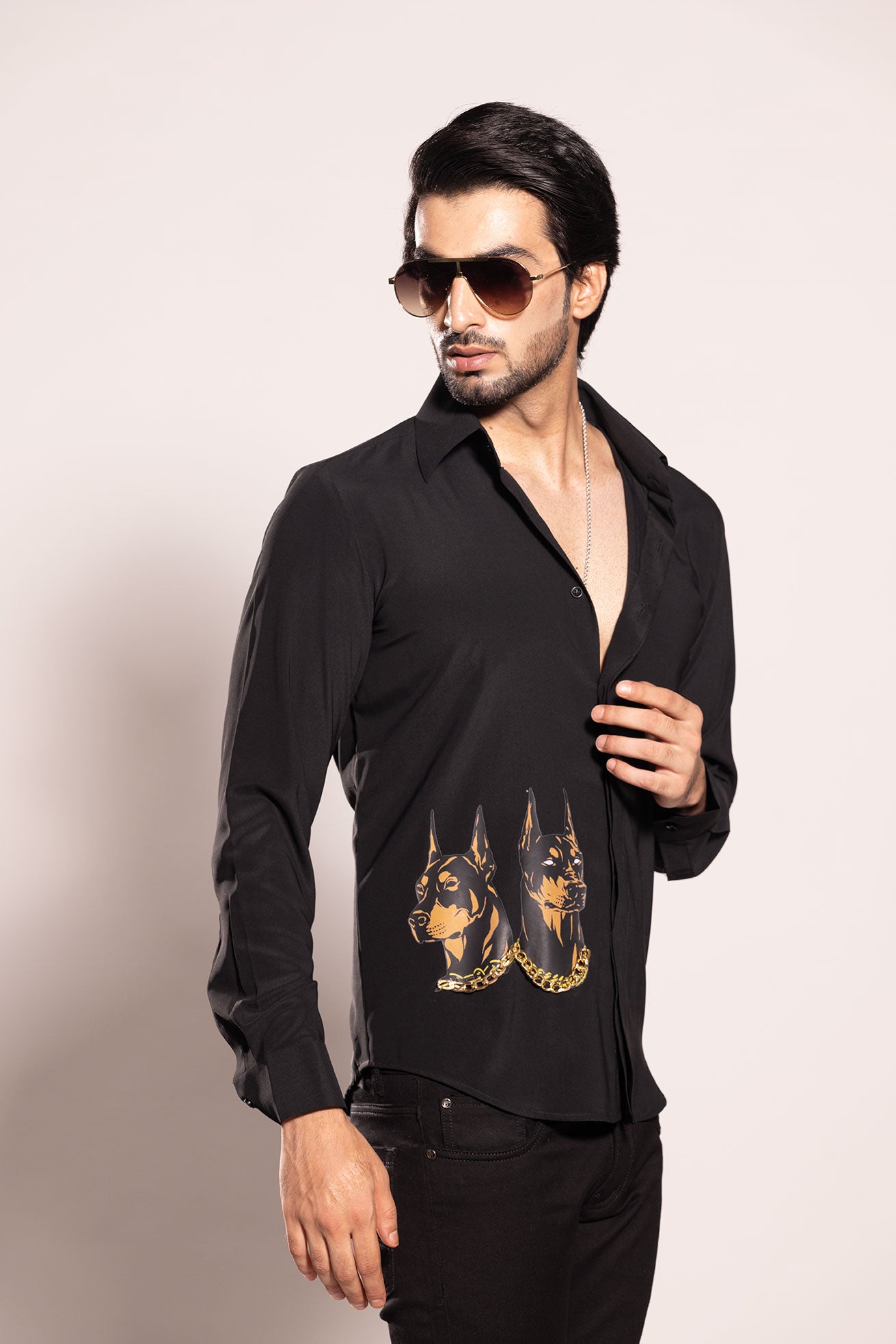 BLACK DOG PRINT SHIRT