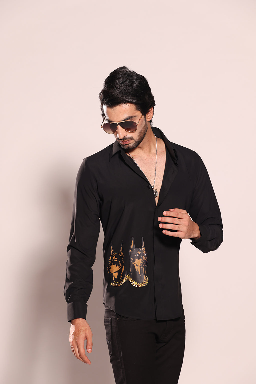 BLACK DOG PRINT SHIRT