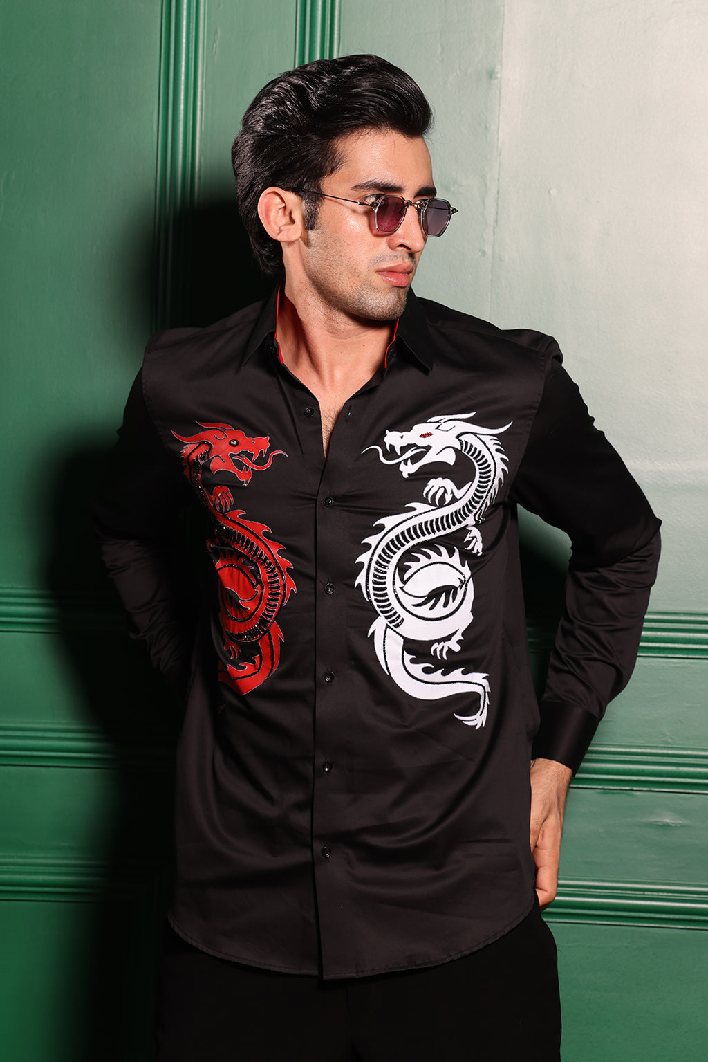 BLACK DRAGON PRINT SHIRT