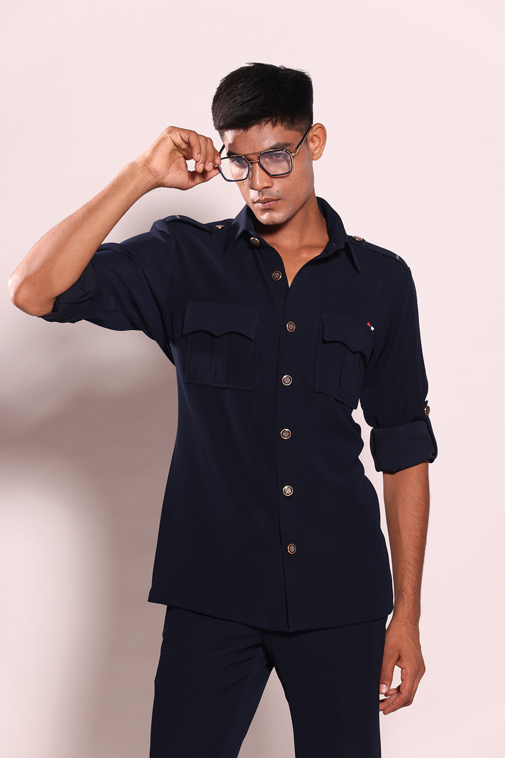 BLUE DOUBLE POCKET SHIRT