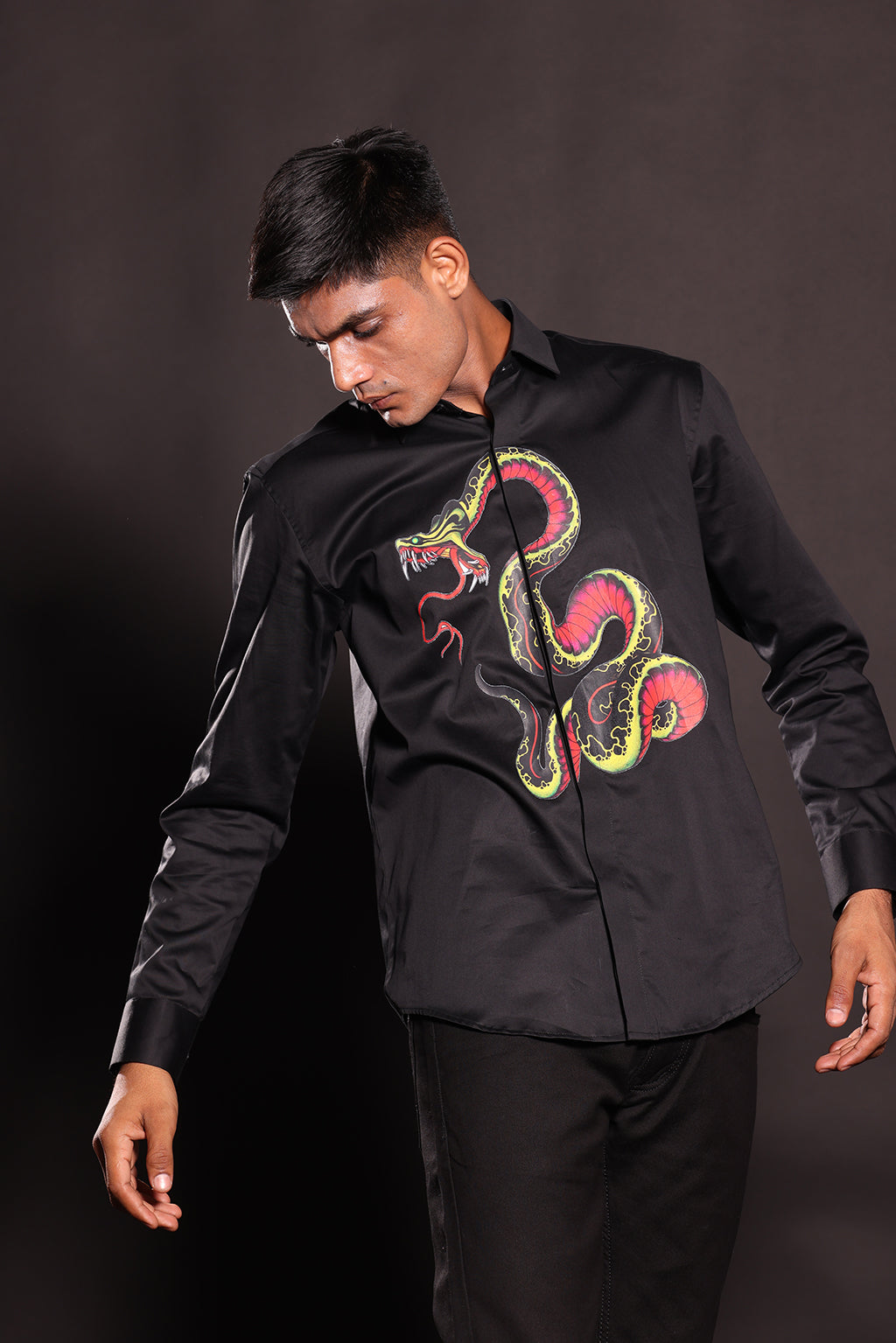 BLACK SNAKE PRINT SHIRT