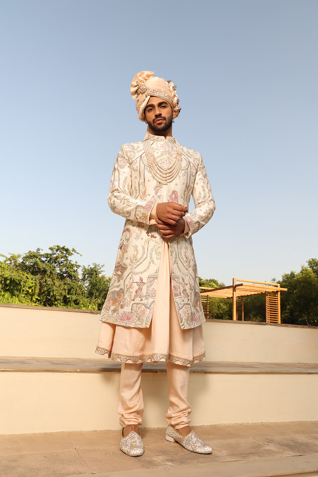 IVORY DULHA DULHAN SHERWANI SET