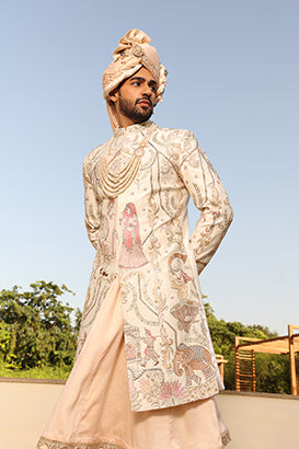 IVORY DULHA DULHAN SHERWANI SET
