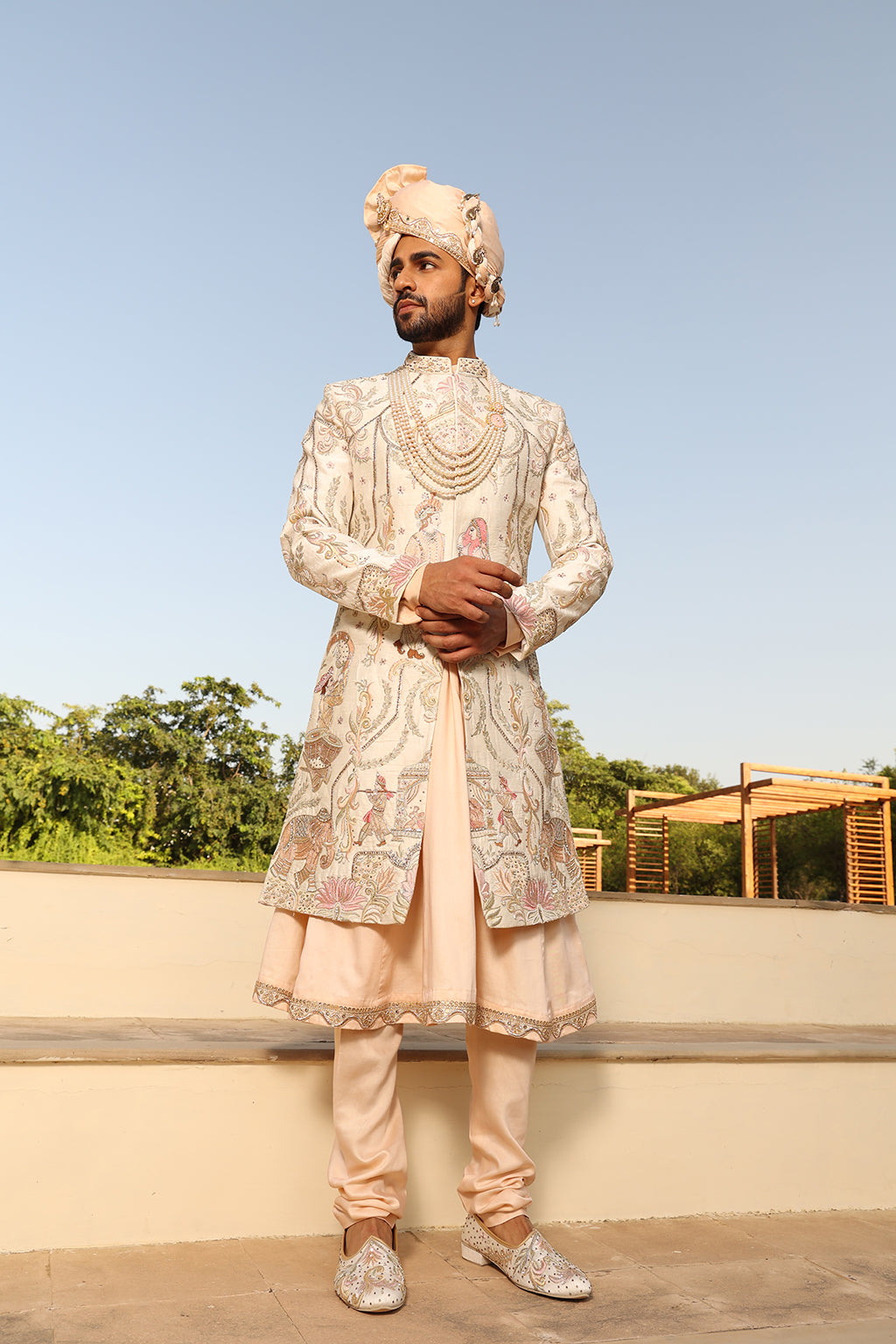 IVORY DULHA DULHAN SHERWANI SET