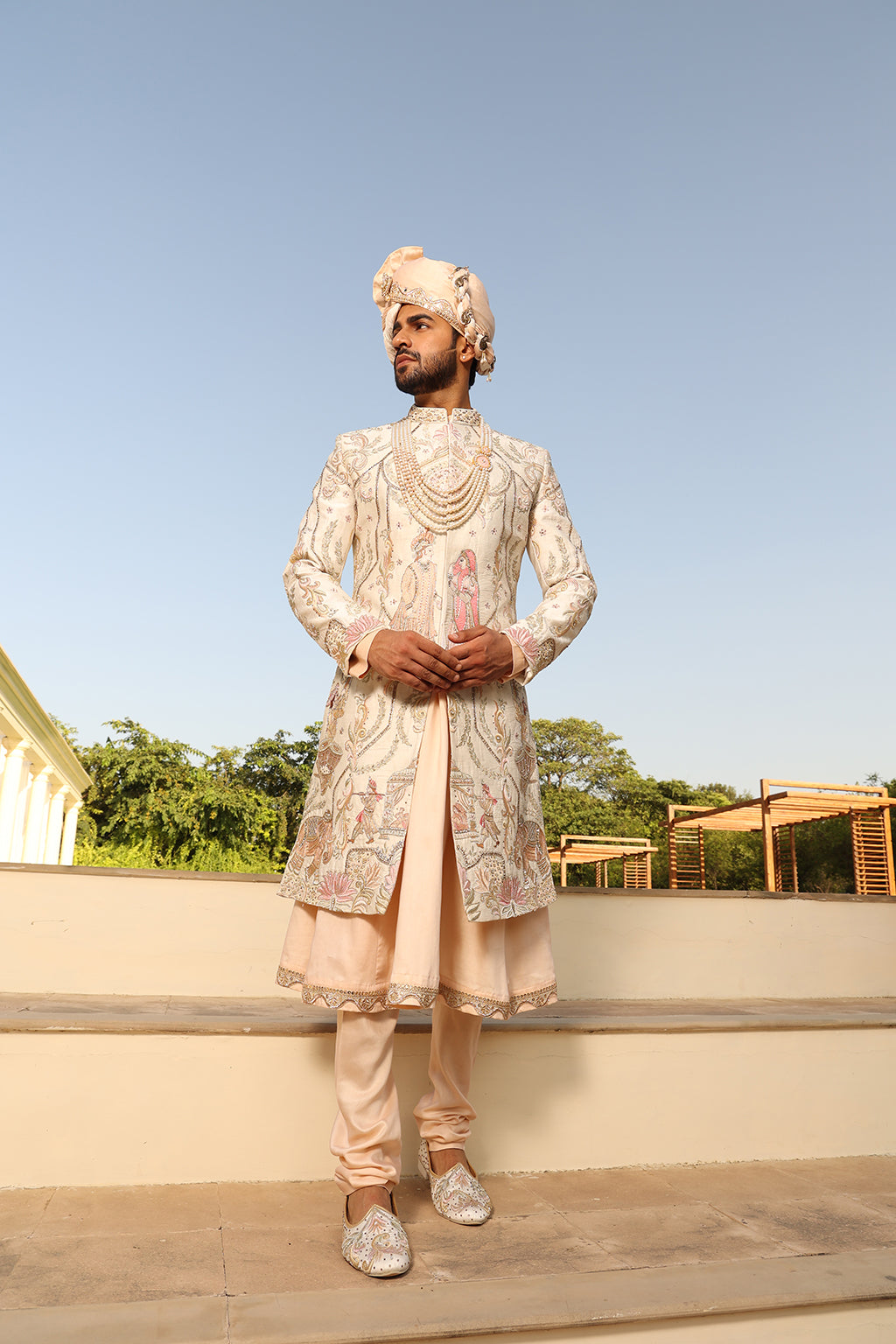 IVORY DULHA DULHAN SHERWANI SET