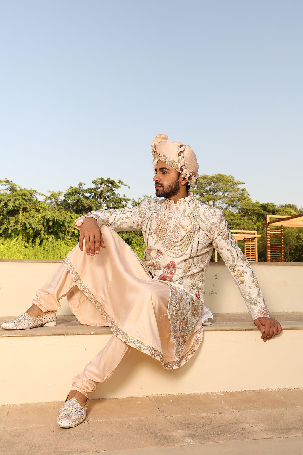 IVORY DULHA DULHAN SHERWANI SET