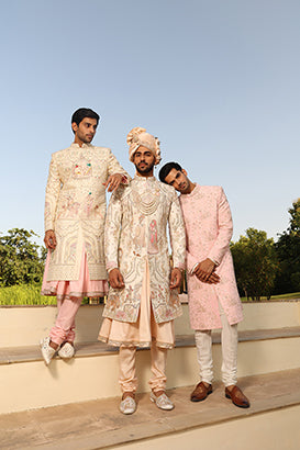 IVORY DULHA DULHAN SHERWANI SET