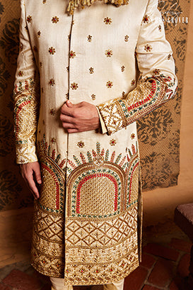 IVORY GOLD SHERWANI SET