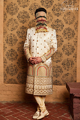 IVORY GOLD SHERWANI SET
