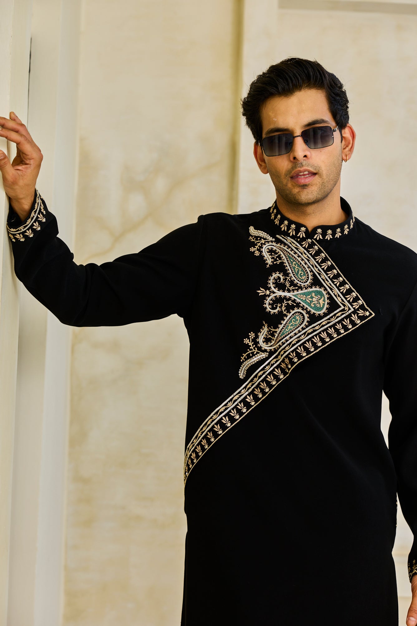 Black angrakha kurta set