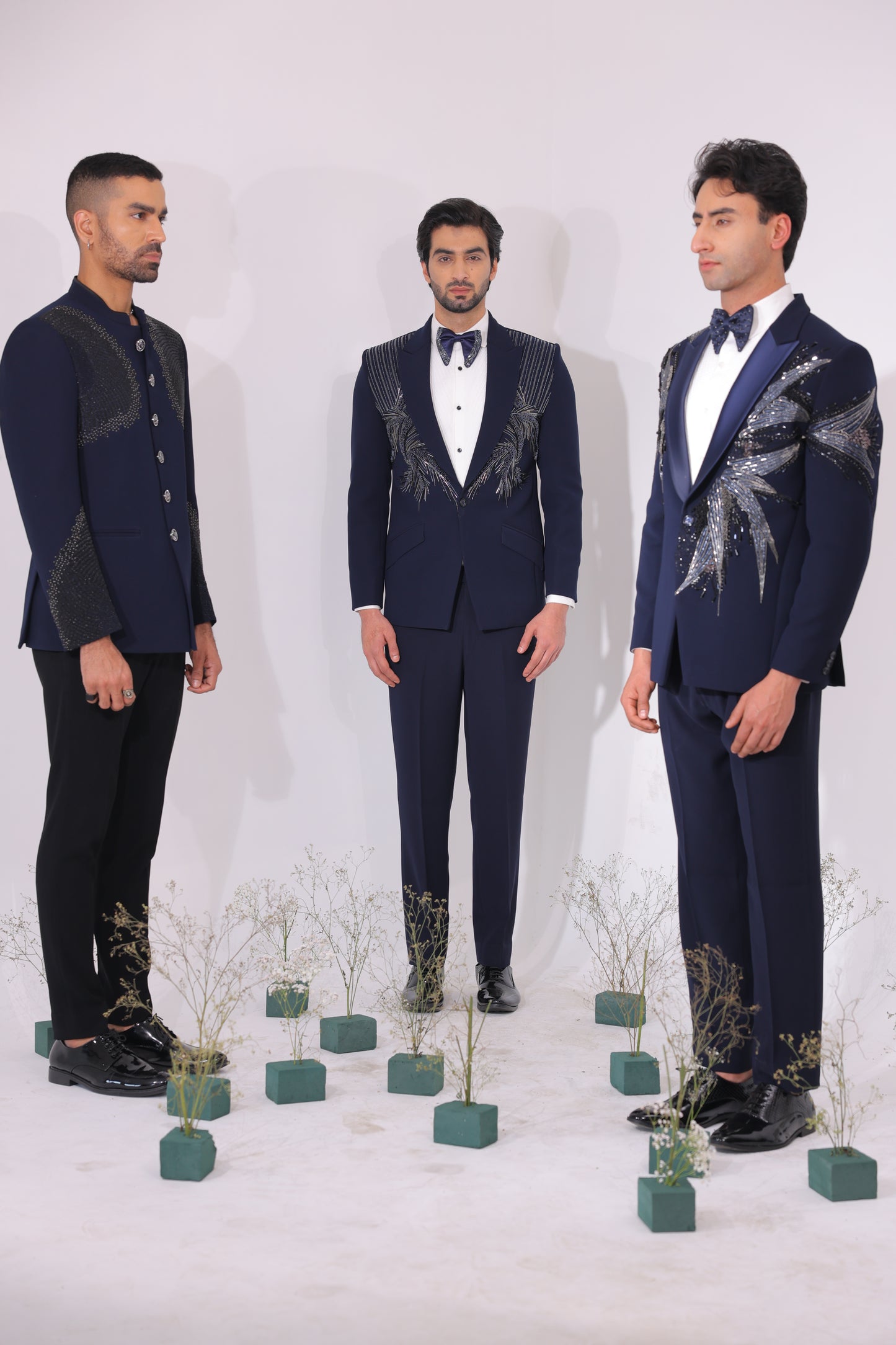 The Azure Wing Hand-Embroidered Evening Suit