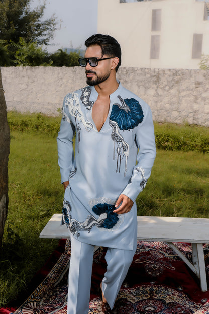 Blue flower kurta set