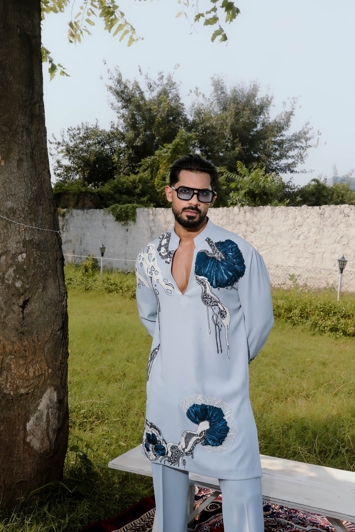 Blue flower kurta set